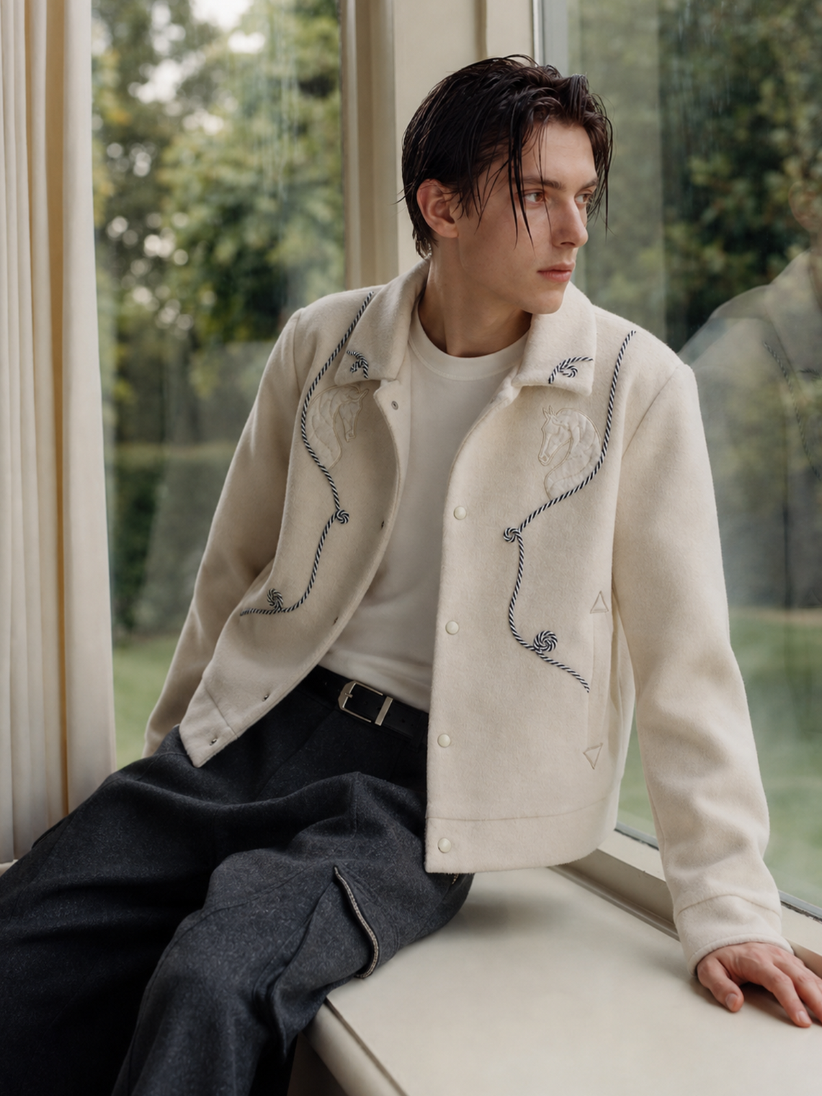 CATSSTAC Rope-Embroidered Wool-Blend Oversized Jacket