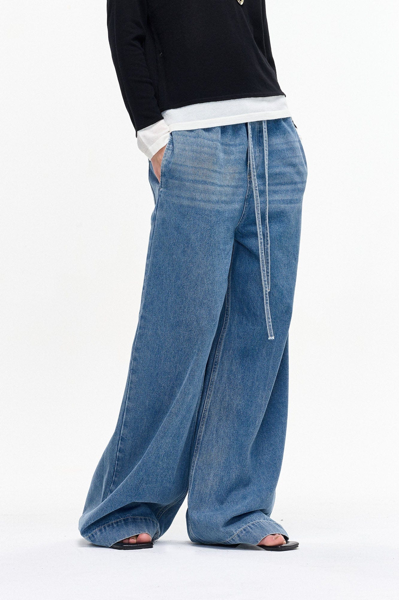 LEONSENSE Classical Tencel Drawstring Oversized Jeans, premium urban and streetwear designers apparel on PROJECTISR.com, LEONSENSE