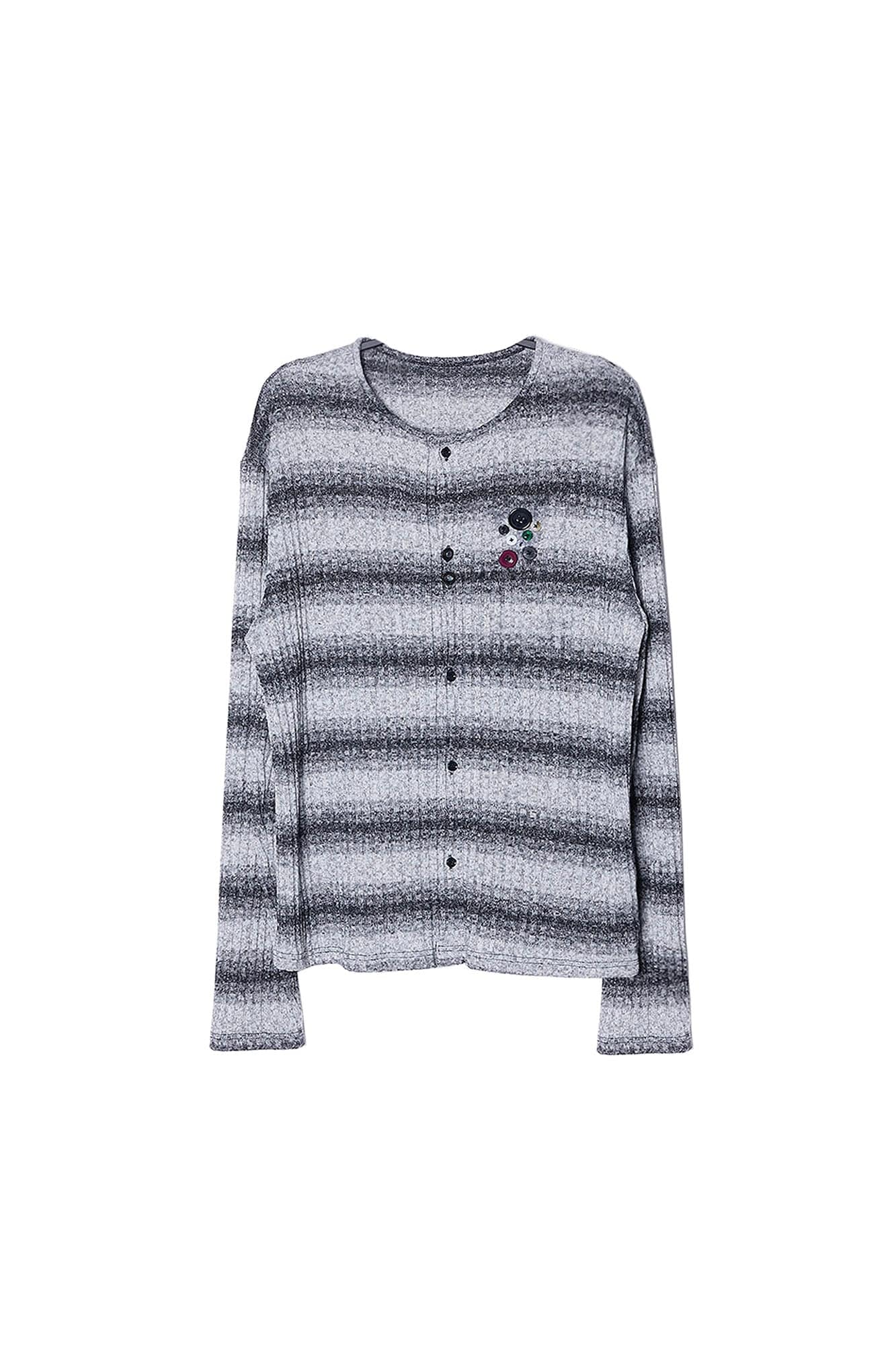 ASSEEN Horizontal Gradient Stripe Button Cardigan Gray, premium urban and streetwear designers apparel on PROJECTISR.com, ASSEEN