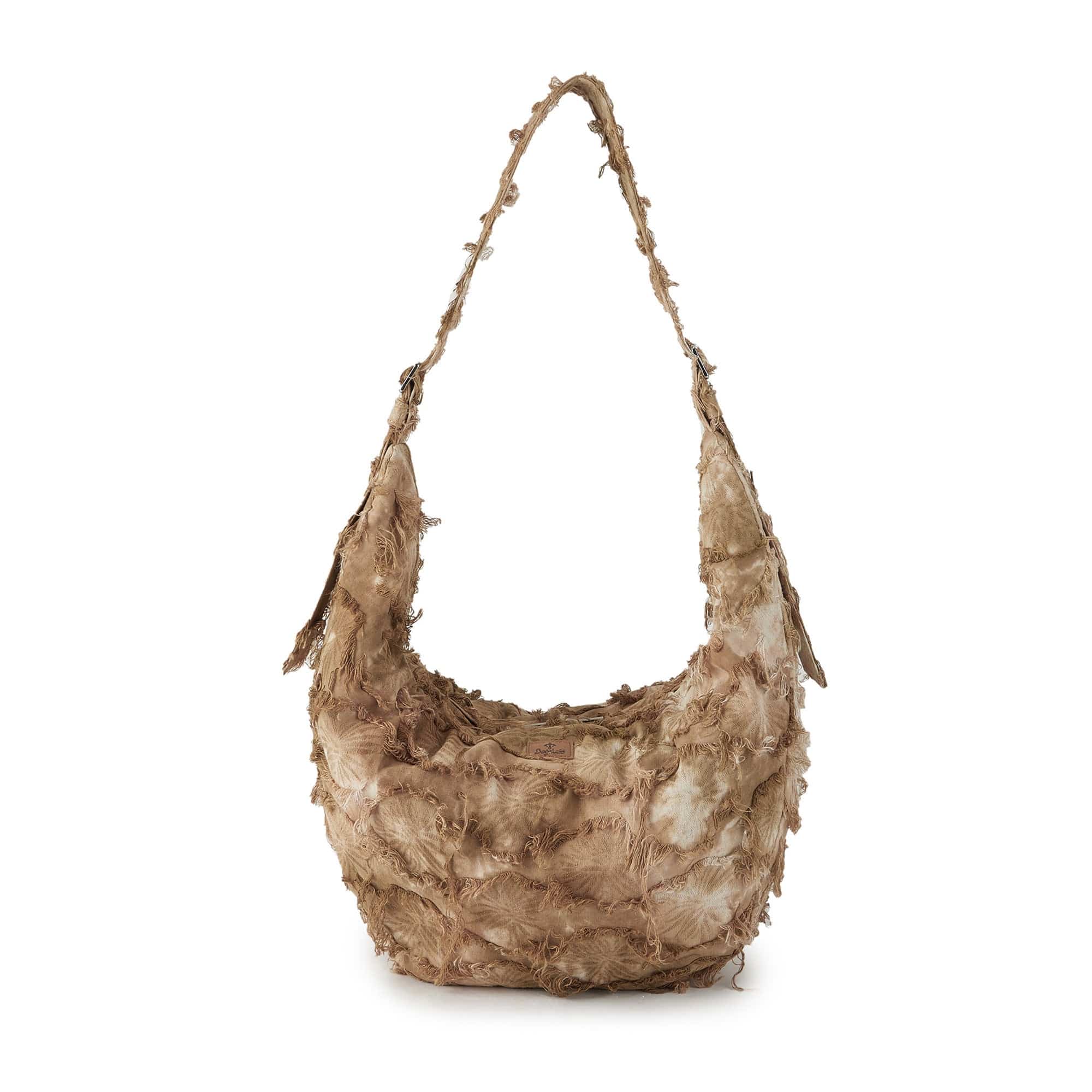 BONELESS Tie-Dye Floral Frayed Spliced Hobo Bag, premium urban and streetwear designers apparel on PROJECTISR.com, BONELESS