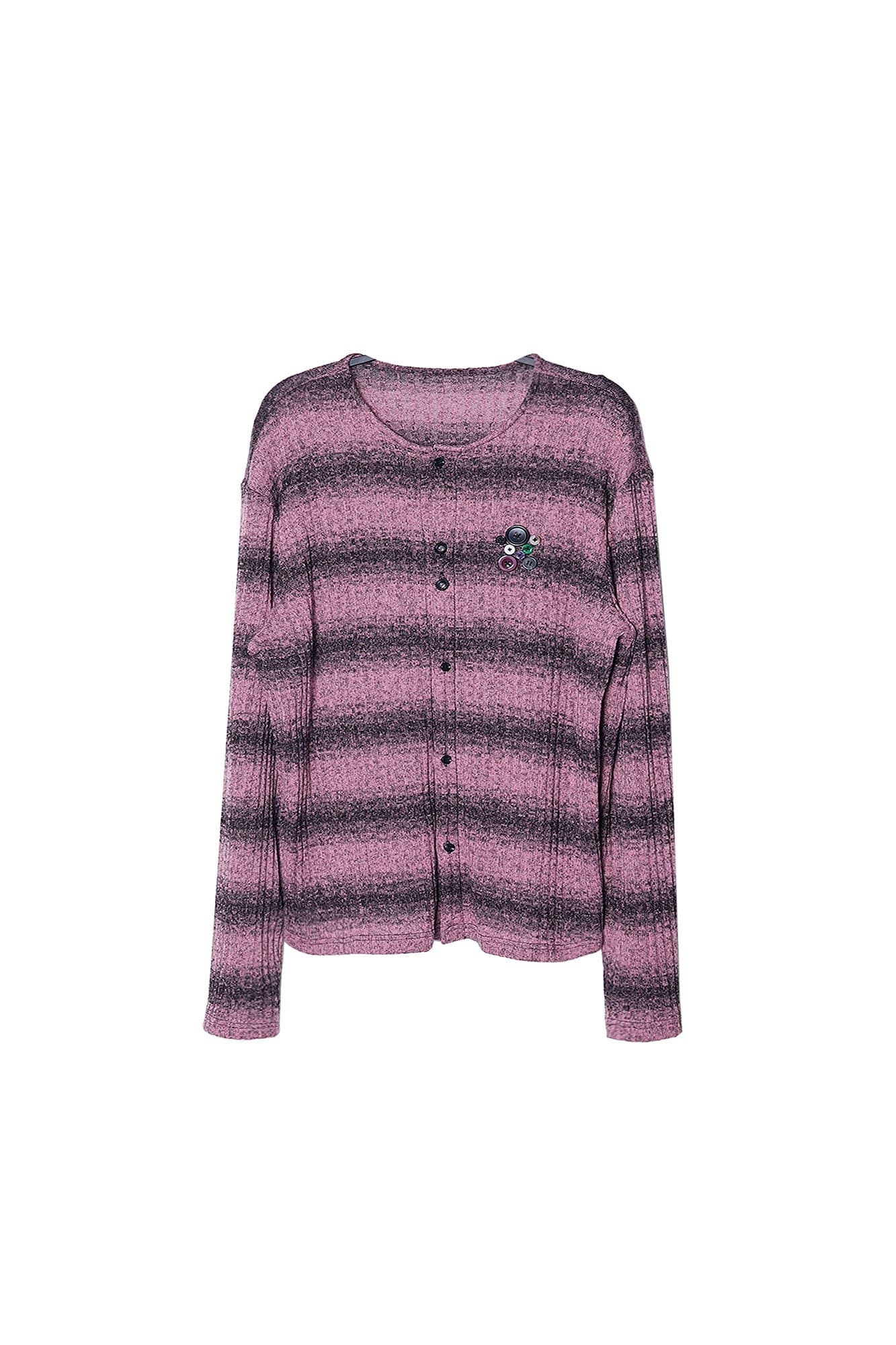ASSEEN Horizontal Gradient Stripe Button Cardigan Pink, premium urban and streetwear designers apparel on PROJECTISR.com, ASSEEN