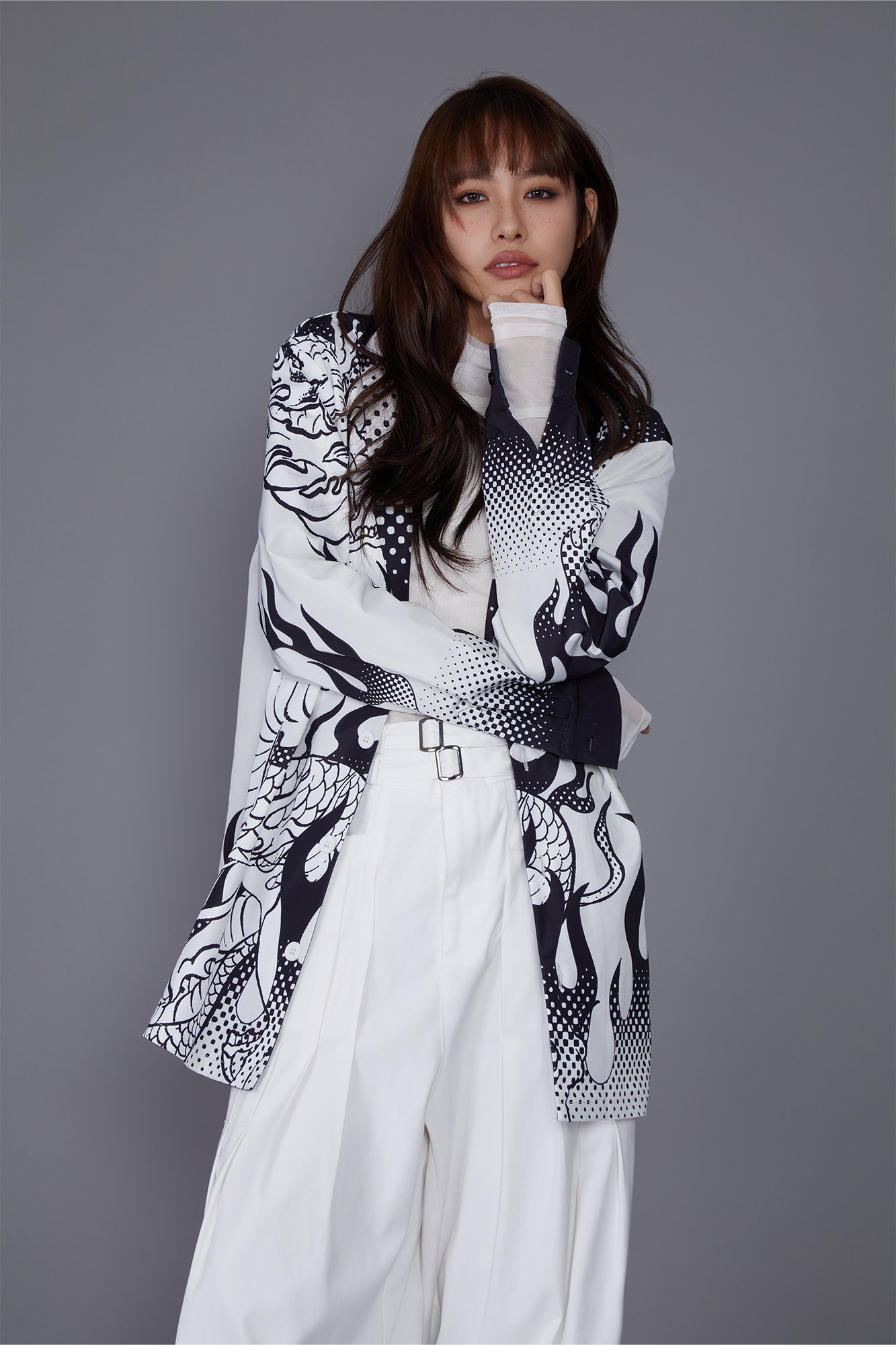 MASH UP ASIA Dragon Flame Graphic Oversized Blazer, premium urban and streetwear designers apparel on PROJECTISR.com, MASH UP ASIA