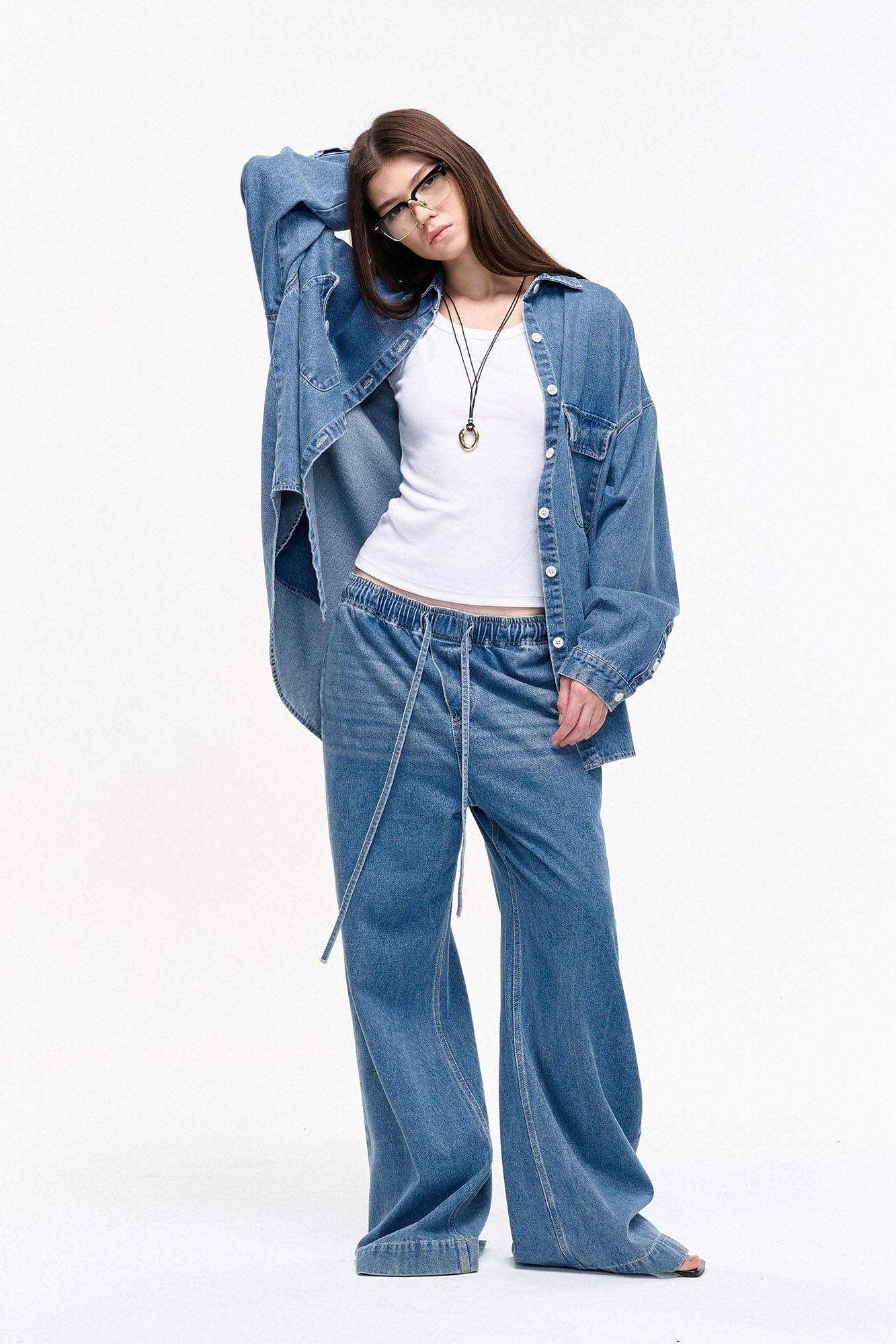 LEONSENSE Classical Tencel Drawstring Oversized Jeans, premium urban and streetwear designers apparel on PROJECTISR.com, LEONSENSE