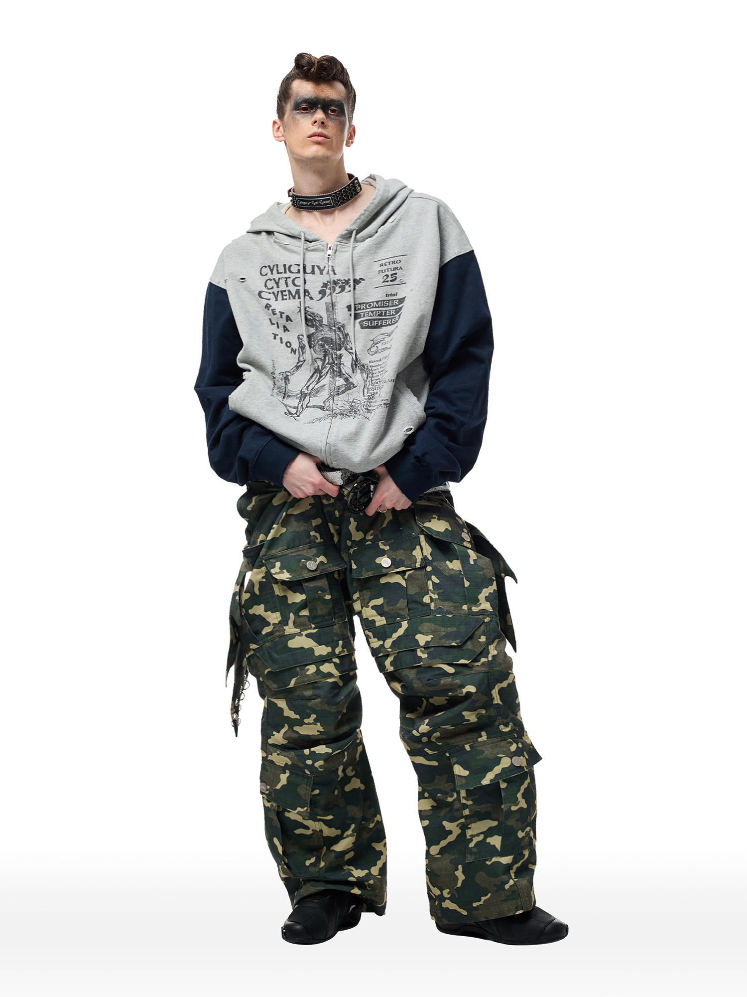 CYCYCY Camo Wide-Leg Cargo Pants