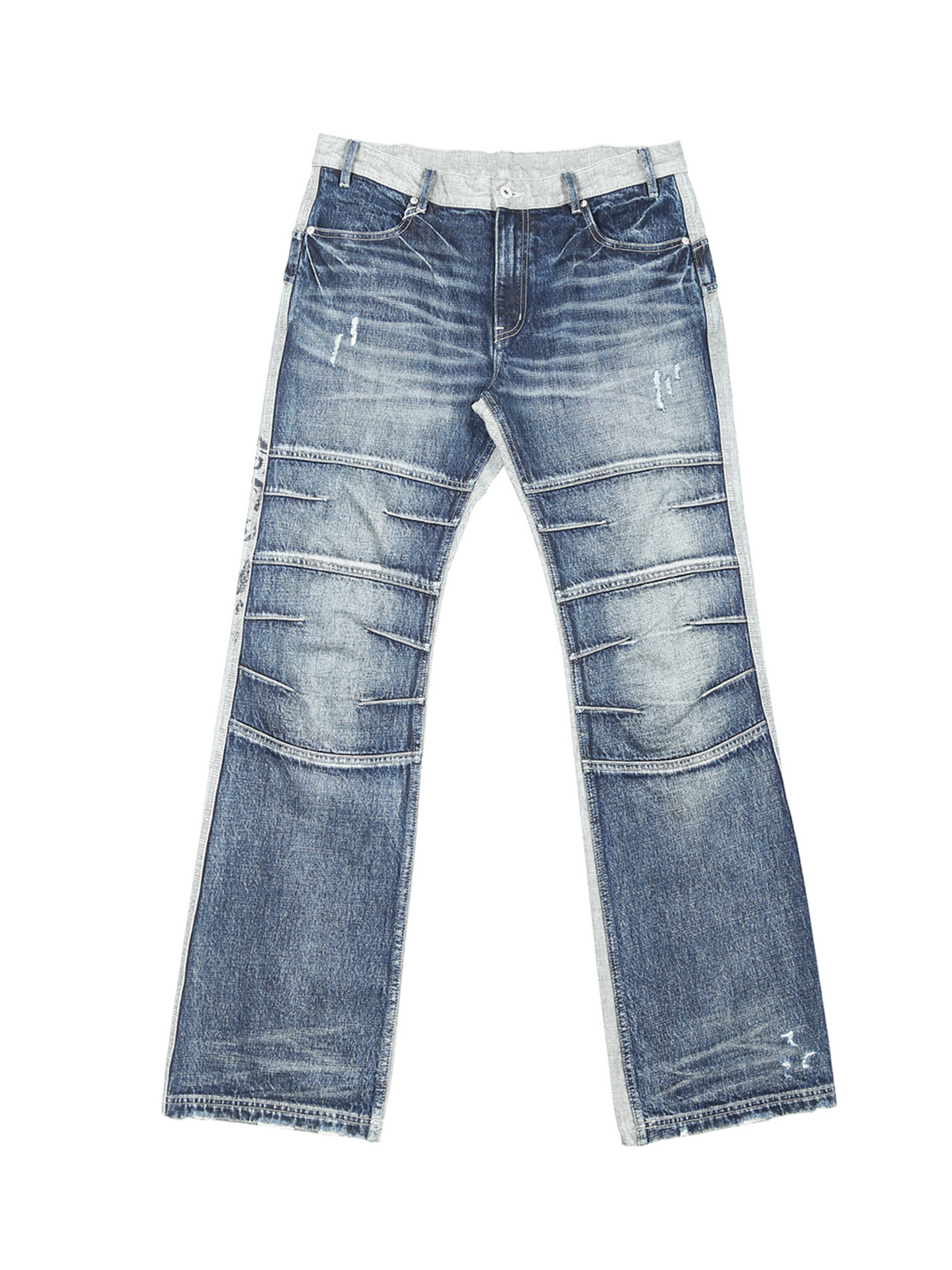 TRECLUB Retro Washed Distressed Spliced Jeans