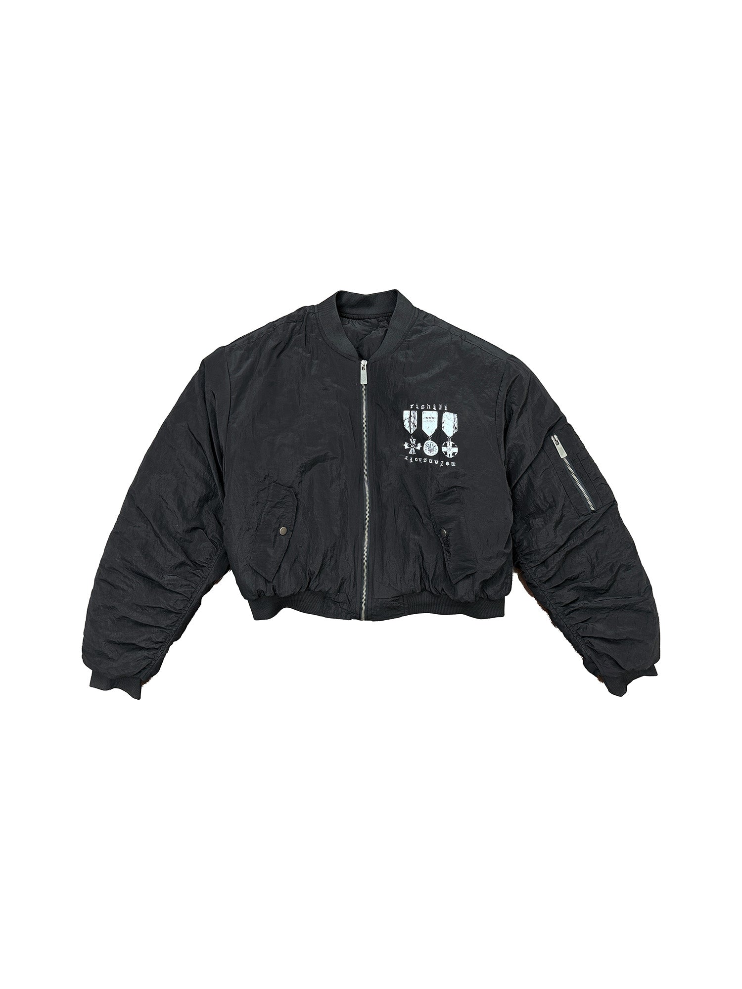 RICHILL Medal Graphic Cropped Bomber Jacket, premium urban and streetwear designers apparel on PROJECTISR.com, RICHILL