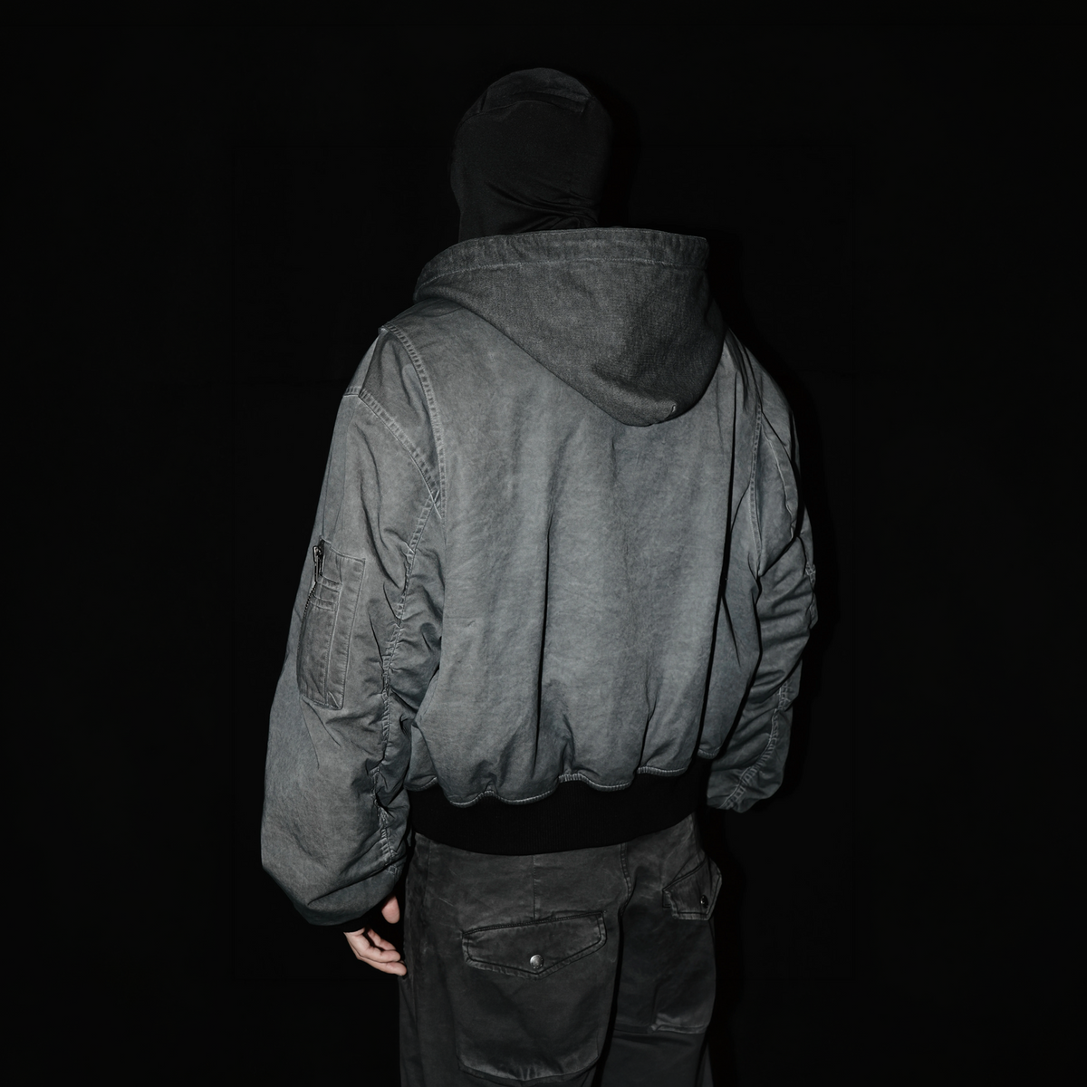 AVINMADE Washed Stitch Hooded Bomber Jacket