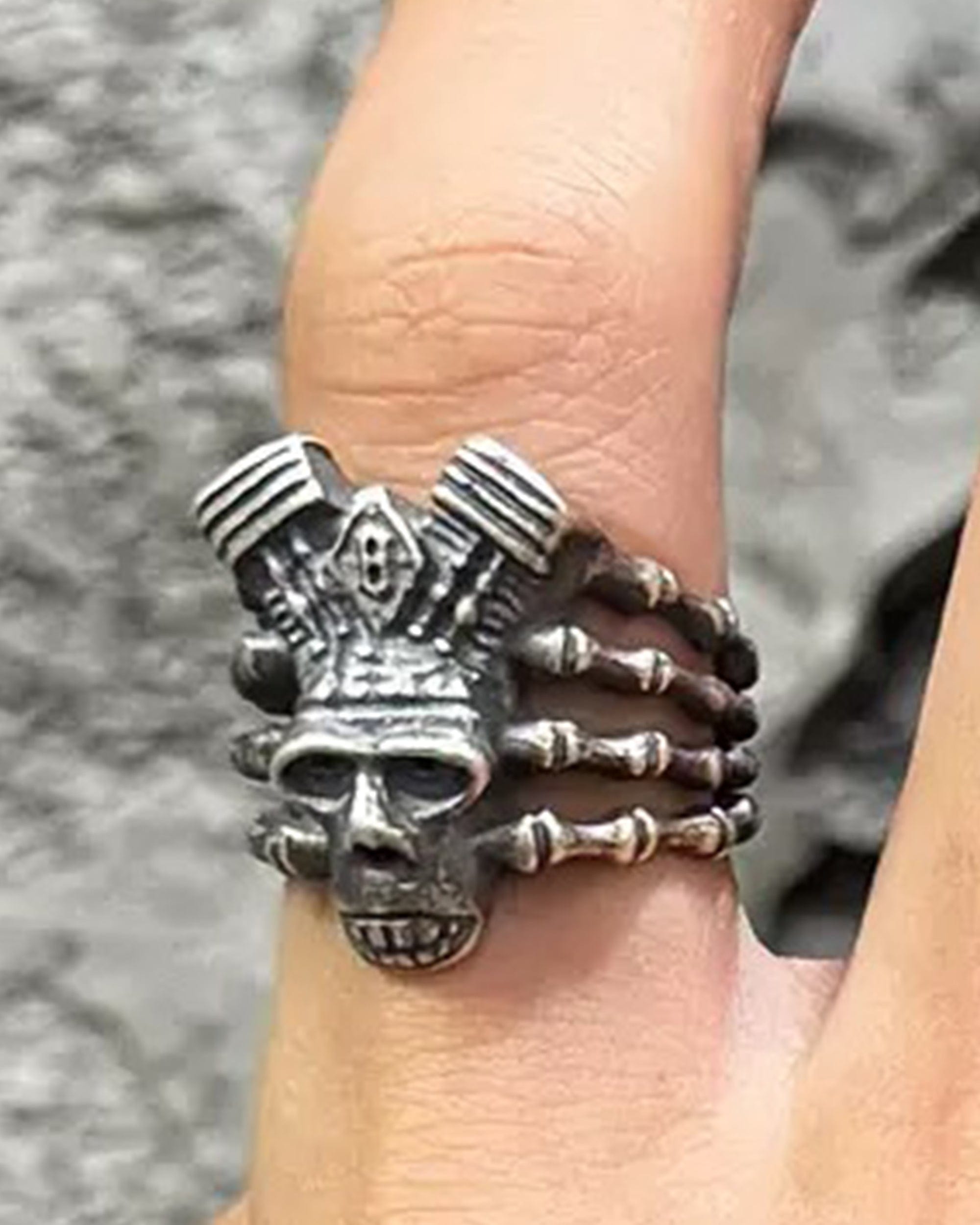 ILLUSORY Demon Skull Finger Skeleton Ring, premium urban and streetwear designers apparel on PROJECTISR.com, ILLUSORY