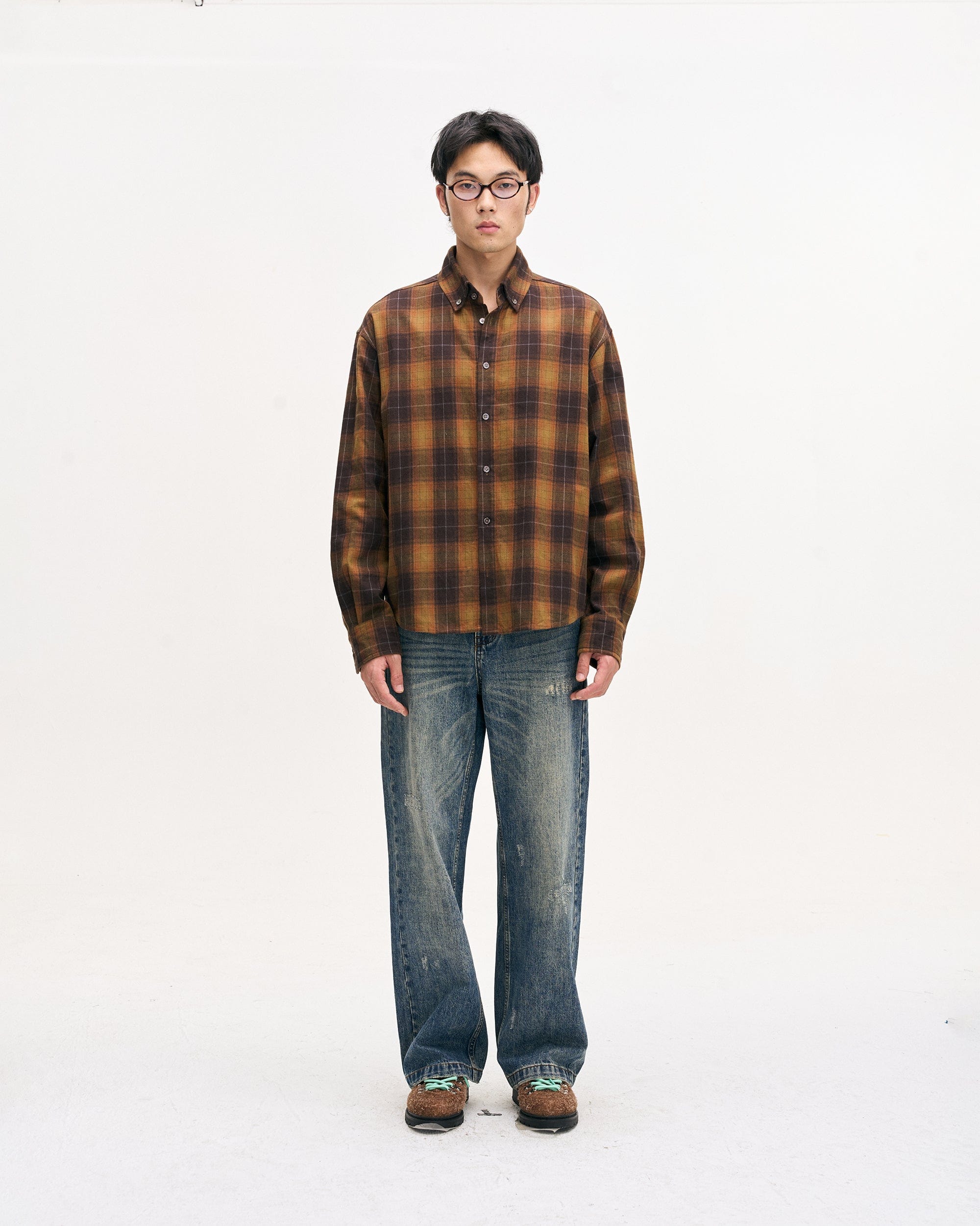LEONSENSE Classic Plaid Shirt Showa Brown, premium urban and streetwear designers apparel on PROJECTISR.com, LEONSENSE