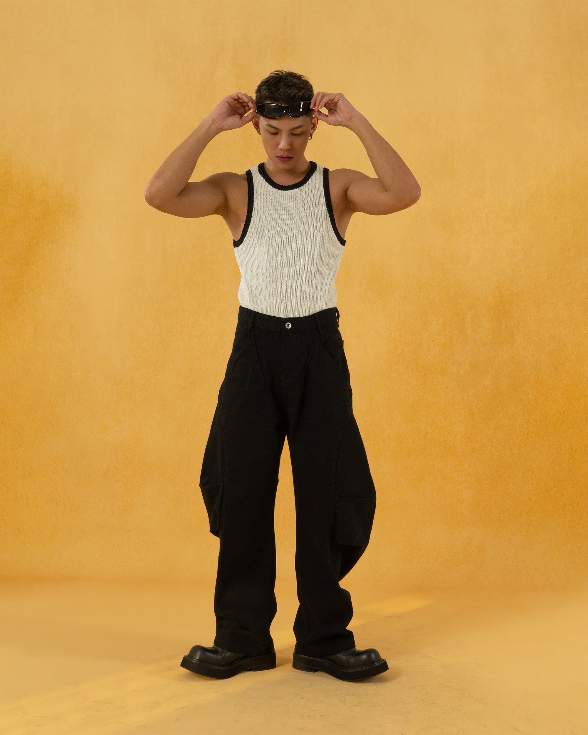 CLP Deconstructed Pleated Button Wide-Leg Pants, premium urban and streetwear designers apparel on PROJECTISR.com, CLP