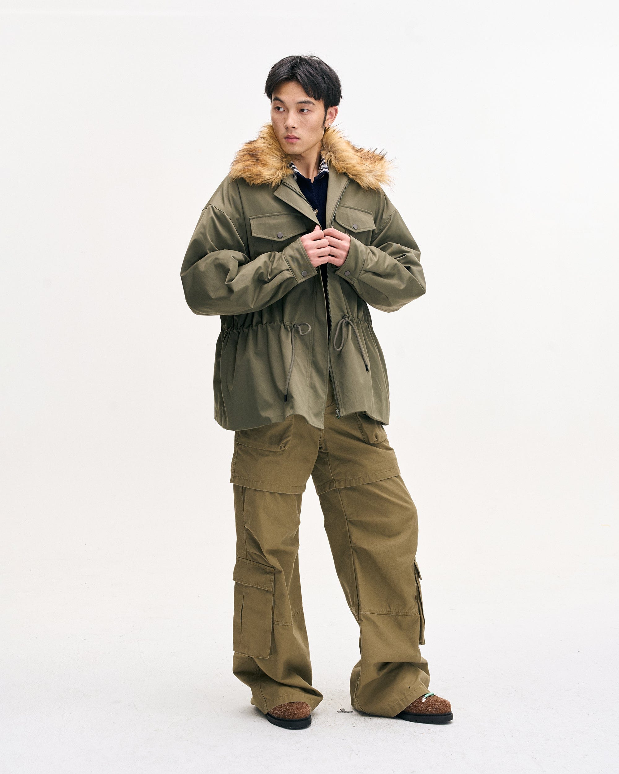 LEONSENSE Classic Detachable Faux-Fur Collar Parka Coat, premium urban and streetwear designers apparel on PROJECTISR.com, LEONSENSE