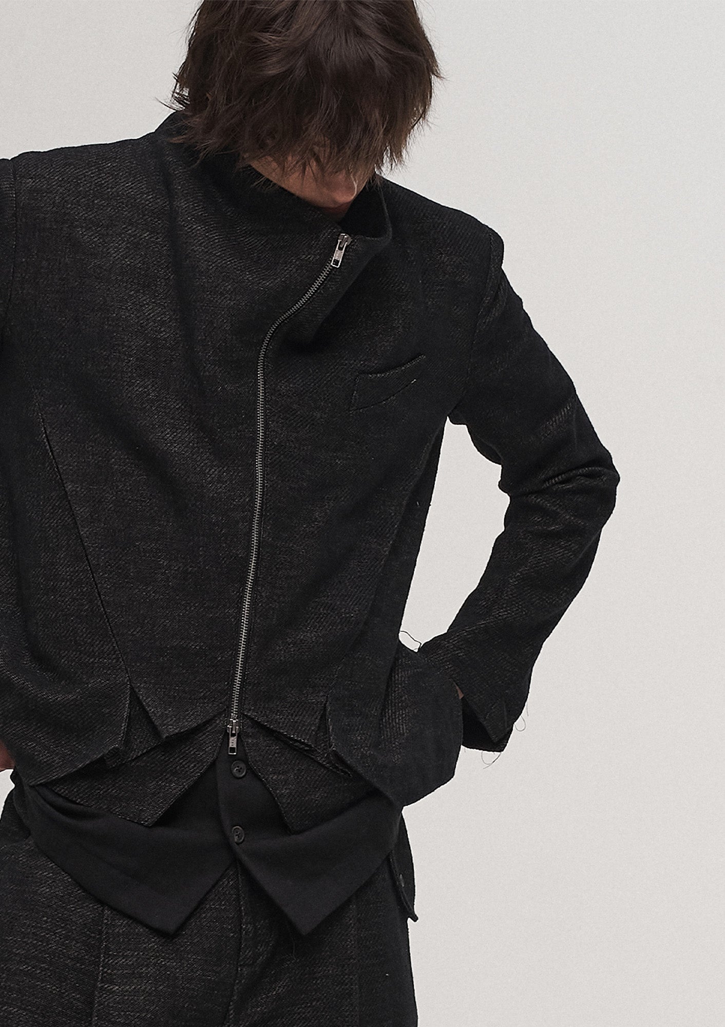 ILNya Nieternite Nifutur Double-Layer Weave Linen Jacket Black, premium urban and streetwear designers apparel on PROJECTISR.com, ILNya Nieternite Nifutur