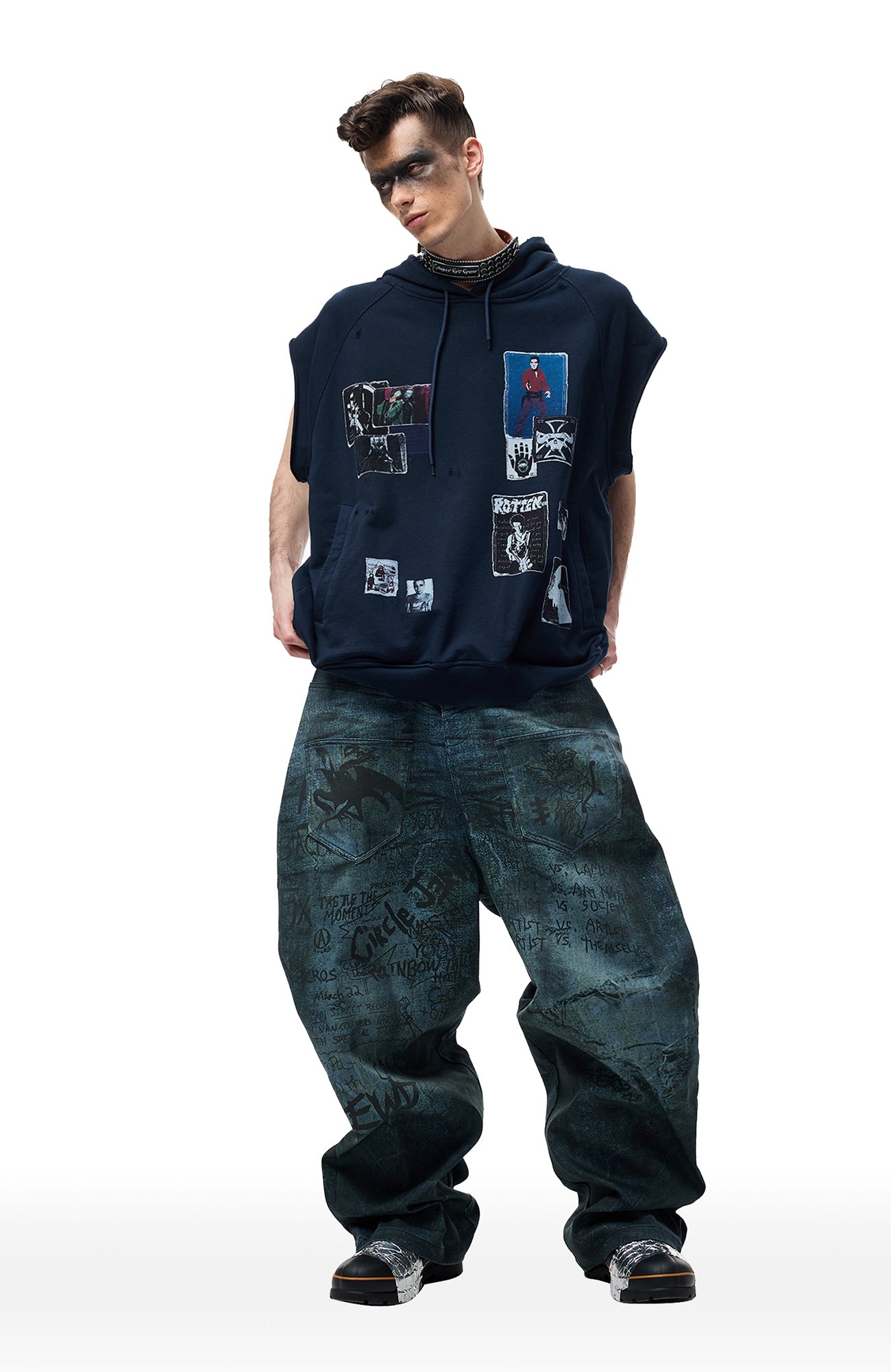 CYCYCY Dirty Wash Graffiti Baggy Jeans