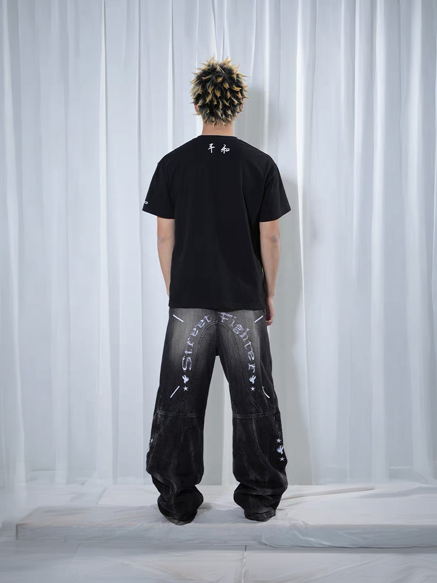 VINKID Washed Graphic Wide-Leg Jeans, premium urban and streetwear designers apparel on PROJECTISR.com, VINKID
