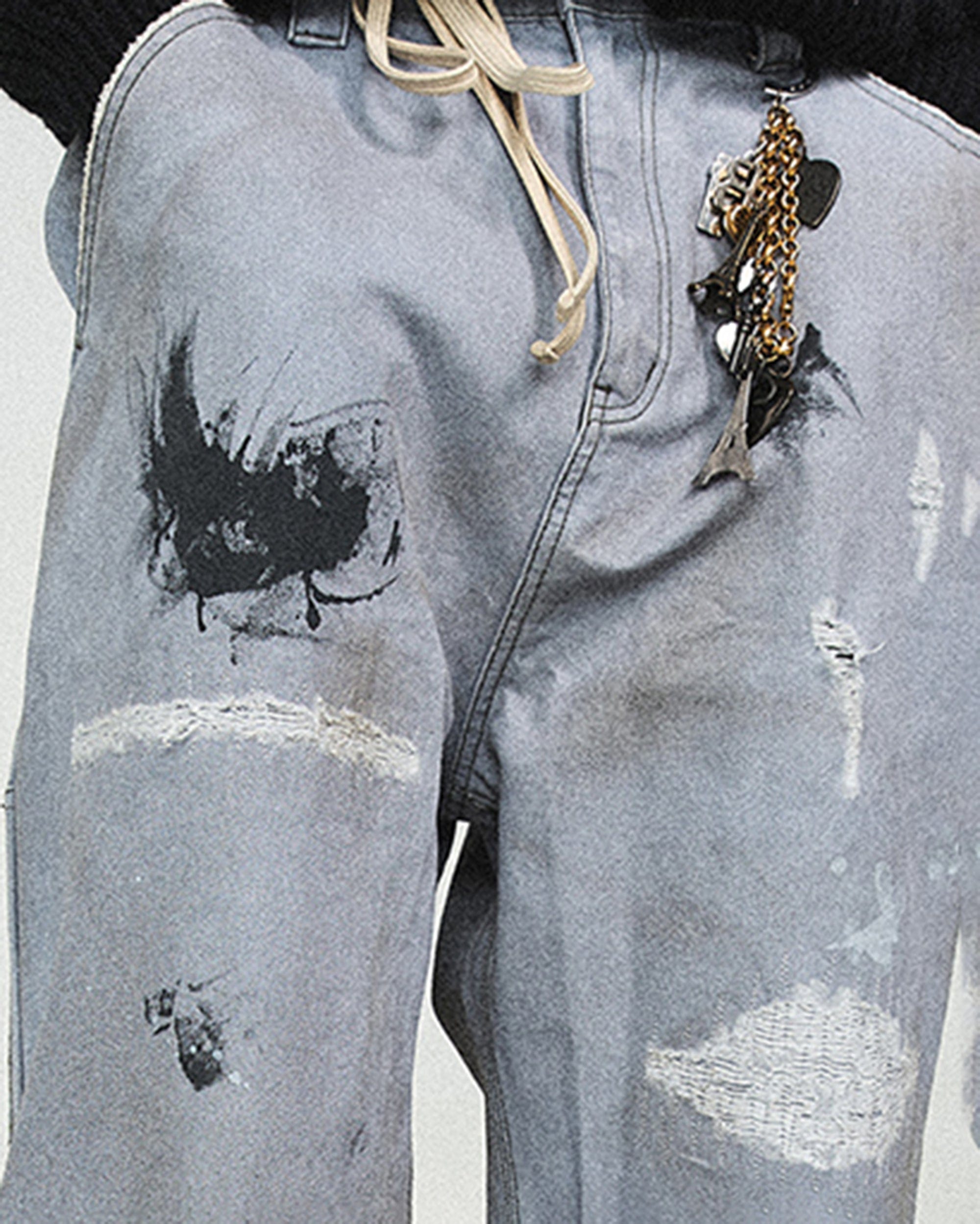 STEEPC Distressed Spliced Wide-Leg Pant, premium urban and streetwear designers apparel on PROJECTISR.com, STEEPC