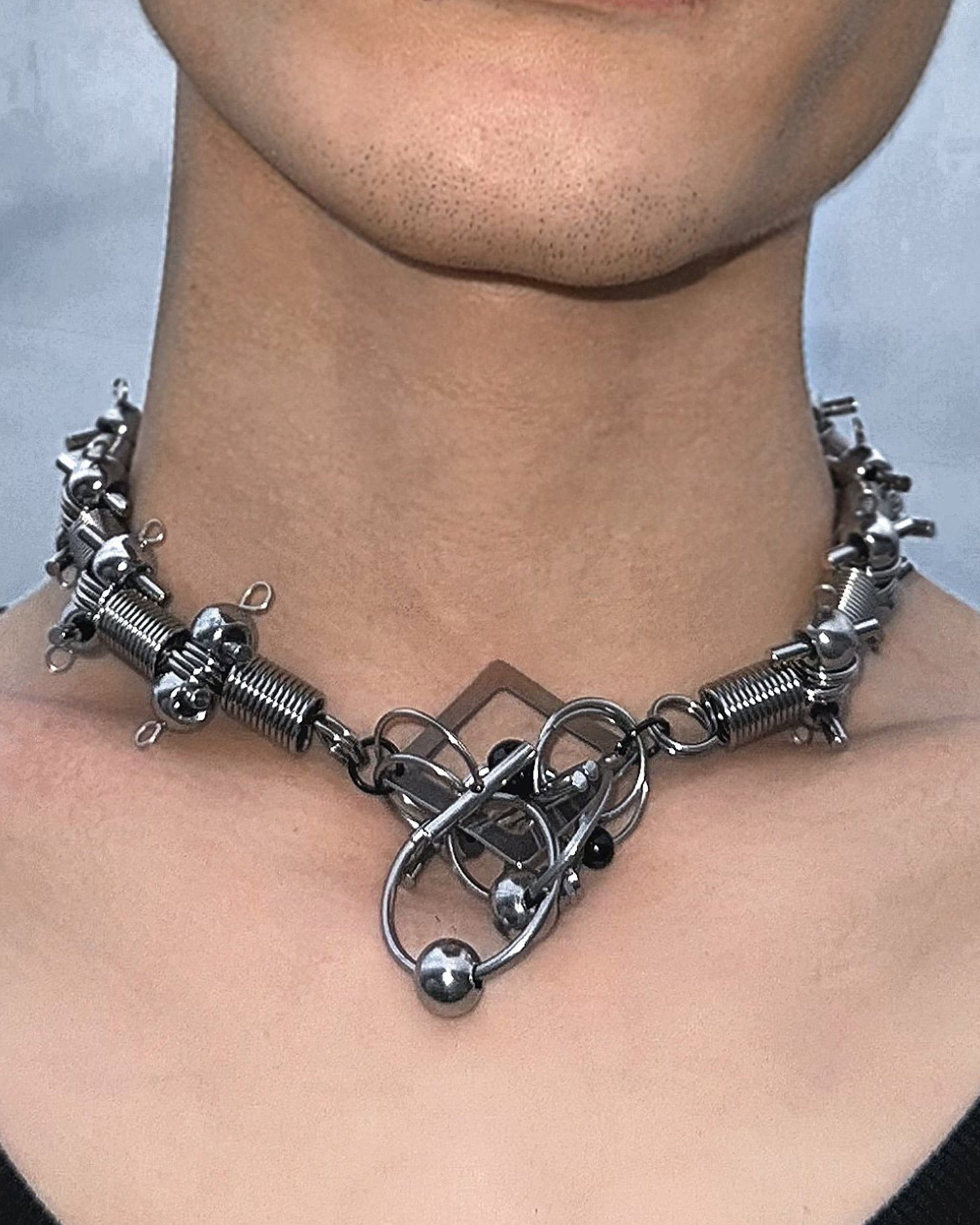 ILLUSORY Ex Machina Mechanical Rivet Necklace, premium urban and streetwear designers apparel on PROJECTISR.com, ILLUSORY