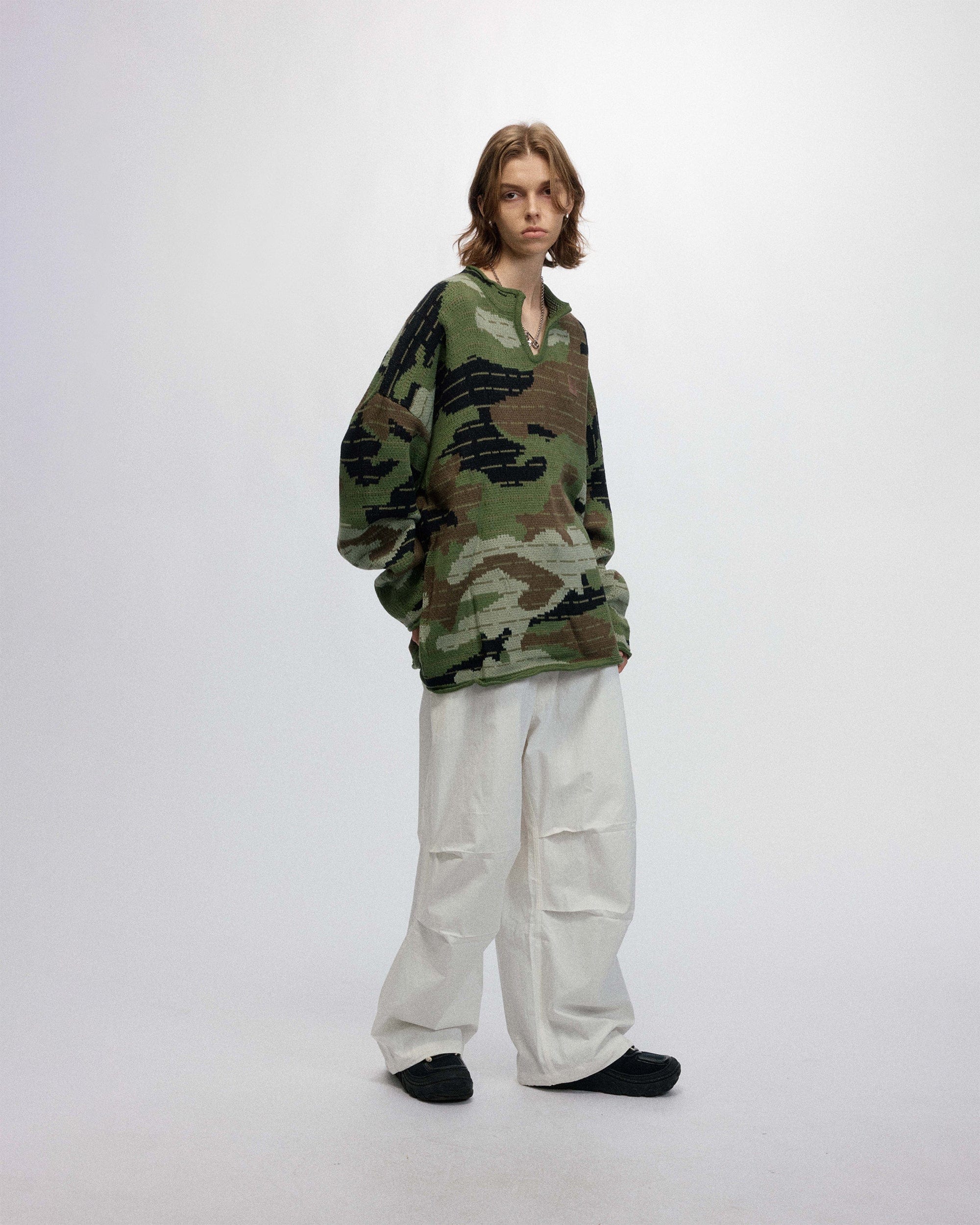 OVDY Modern Camo Stripe V-Neck Sweater, premium urban and streetwear designers apparel on PROJECTISR.com, OVDY