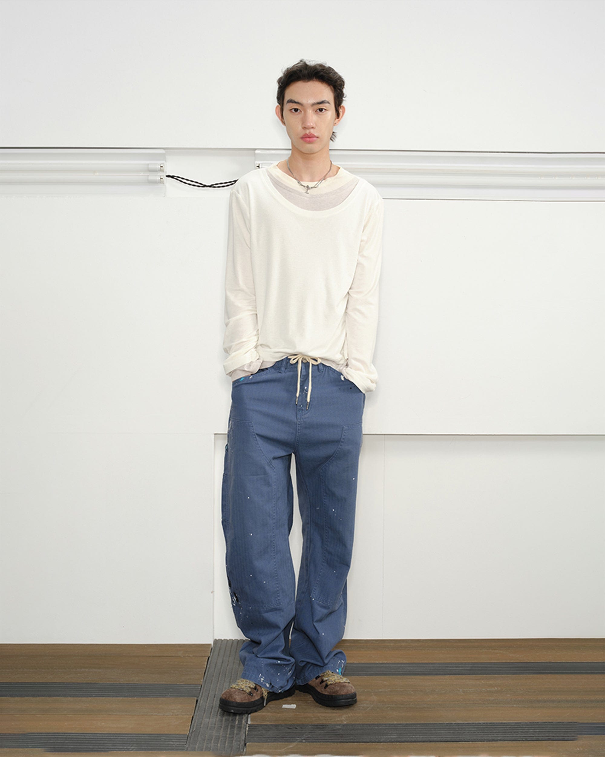 KREATE Paint-Splattered Double-Knee Pants, premium urban and streetwear designers apparel on PROJECTISR.com, KREATE