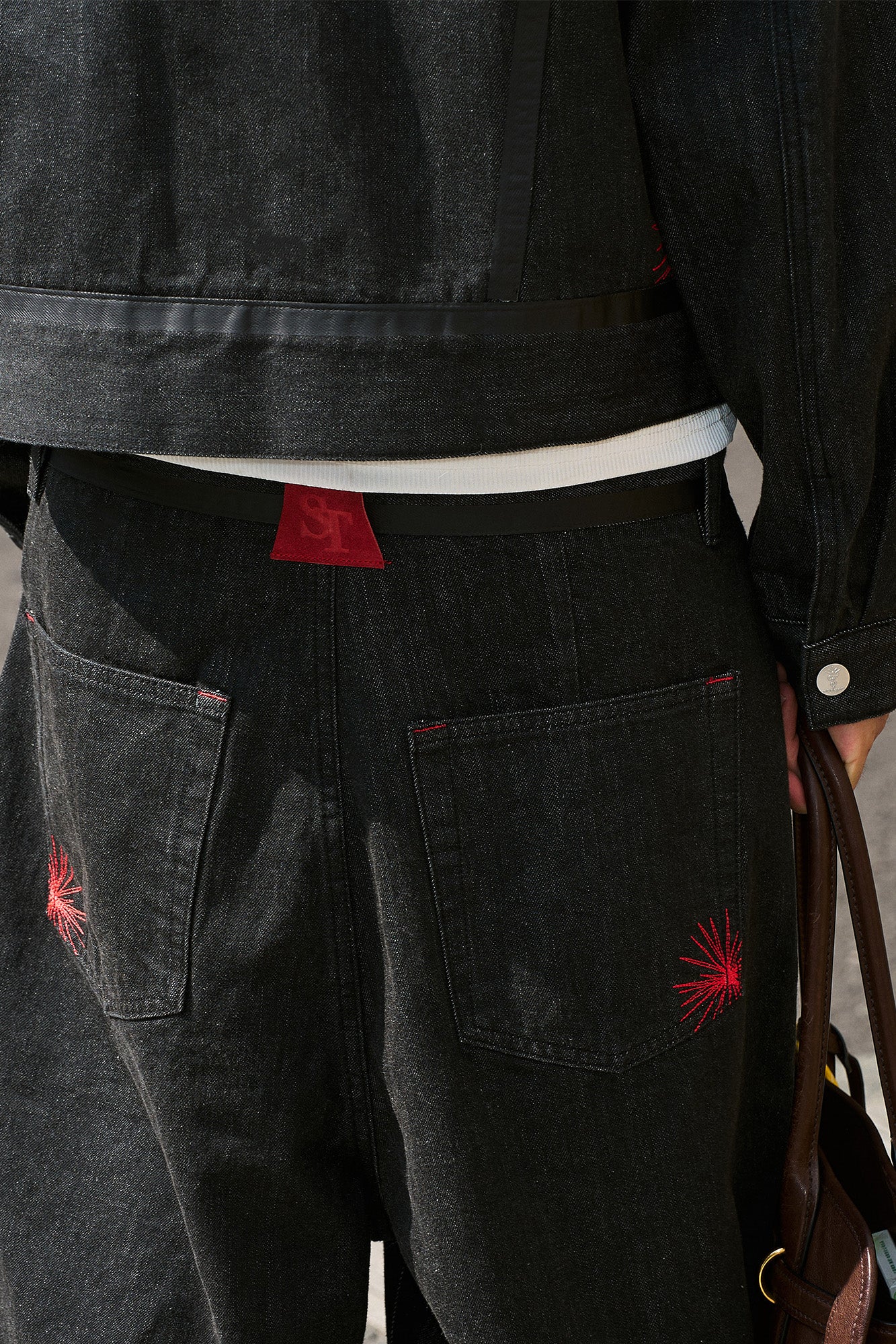 STEEPC Button Fly Wide-Leg Raw Selvage Jeans