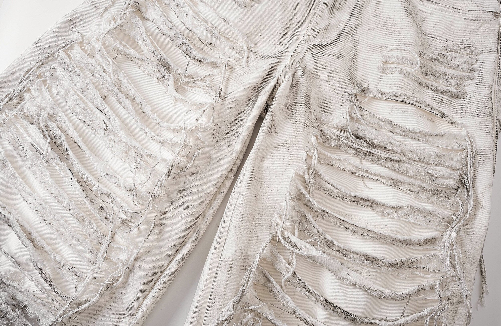 REBEL WAVE Distressed Raw Edge Denim Shorts