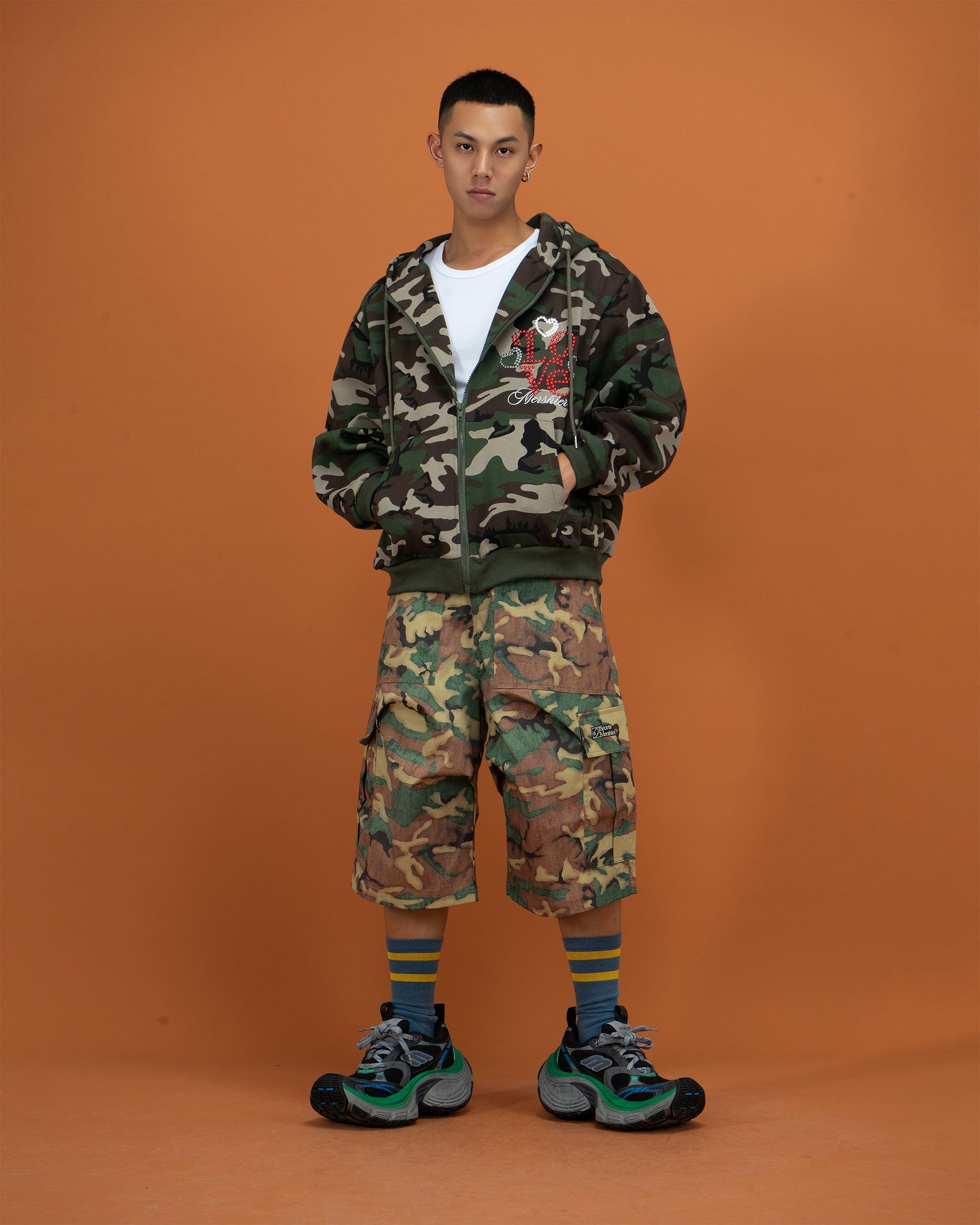 CLP Camo Studded Zip-Up Hoodie, premium urban and streetwear designers apparel on PROJECTISR.com, CLP
