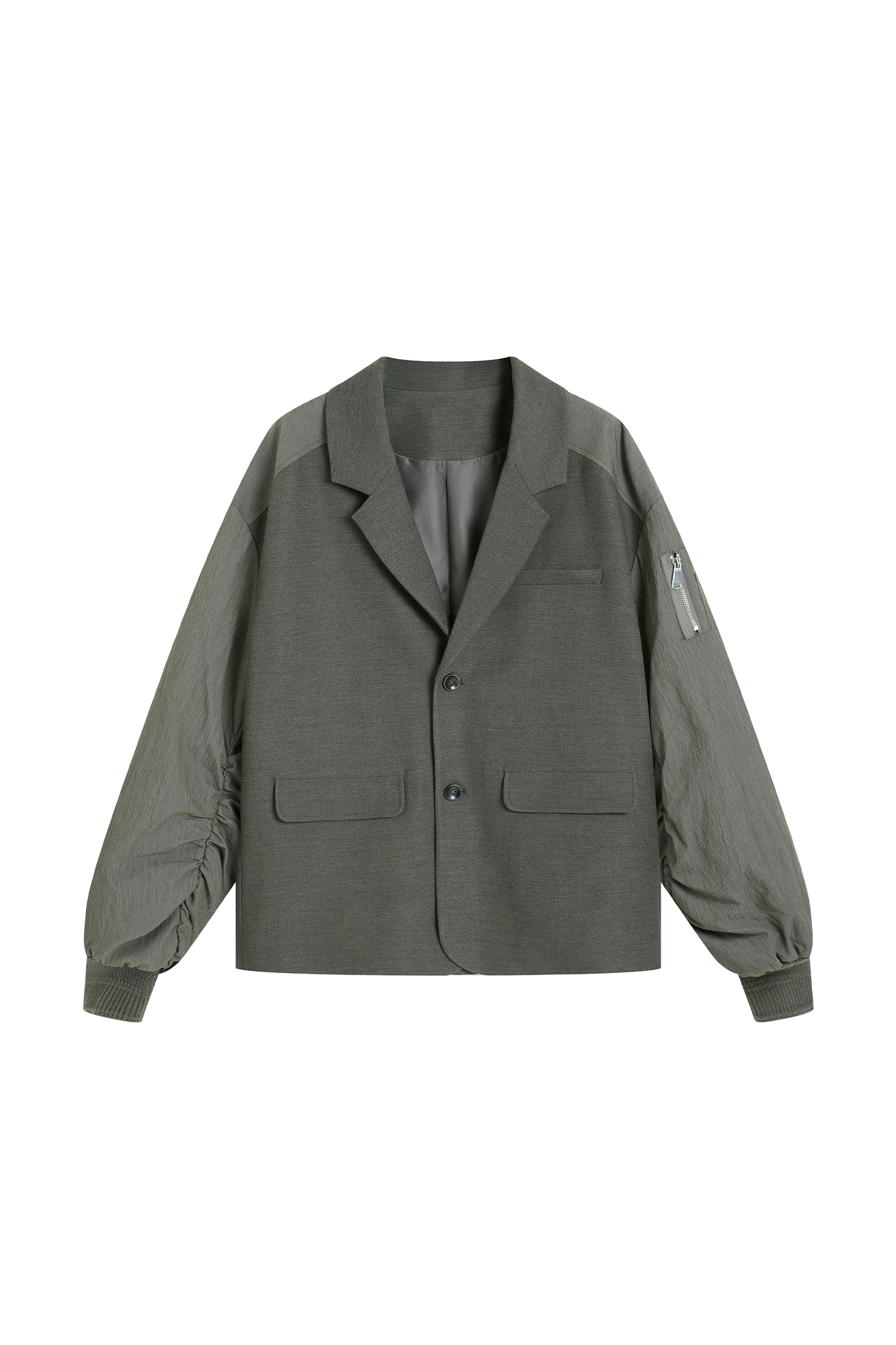 SAME FLOW Multi-Pocket Paneled Bomber-Sleeve Suit Jacket