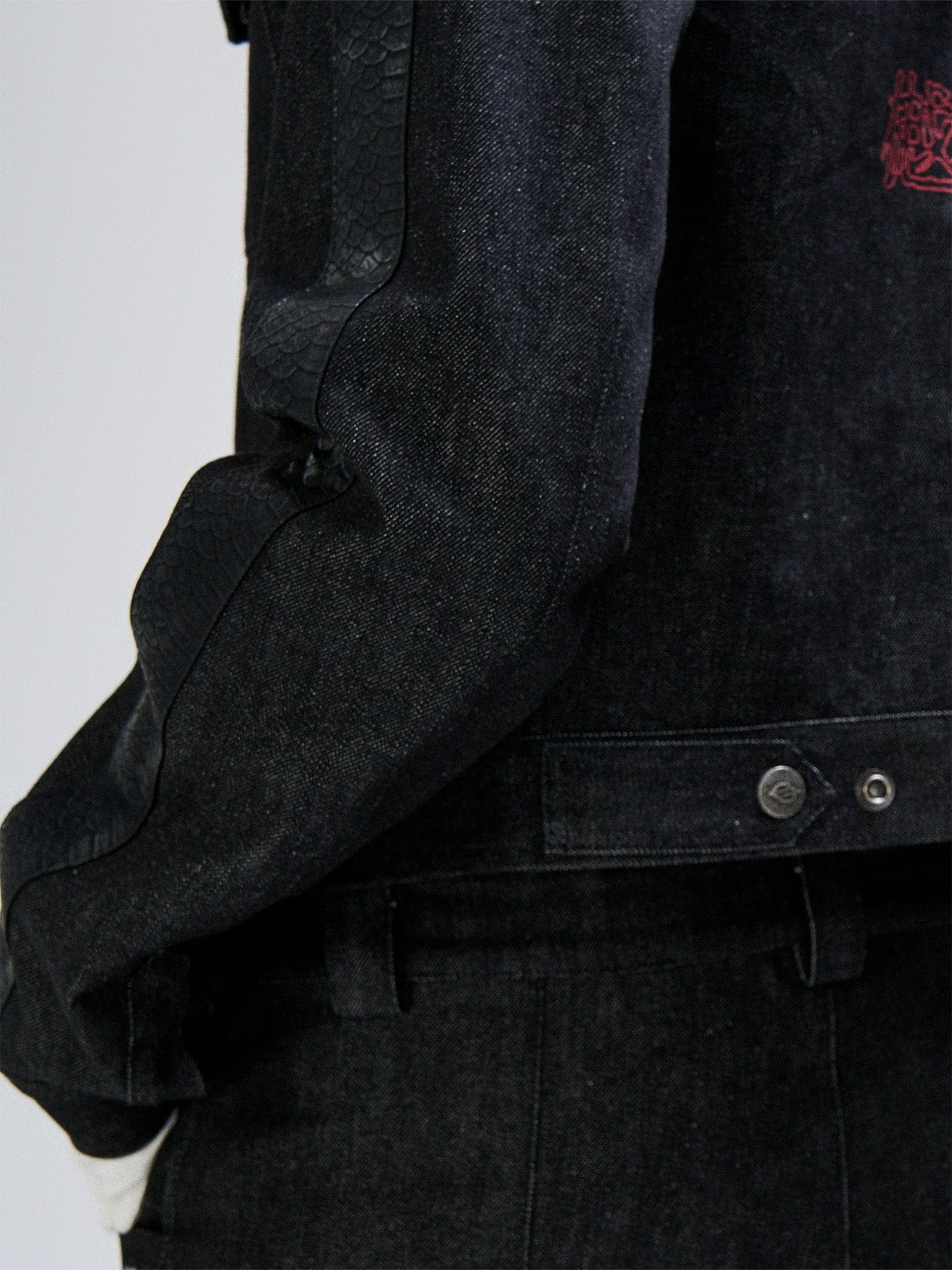 FLYERRER Serpent Cropped Raw Denim Jacket, premium urban and streetwear designers apparel on PROJECTISR.com, FLYERRER