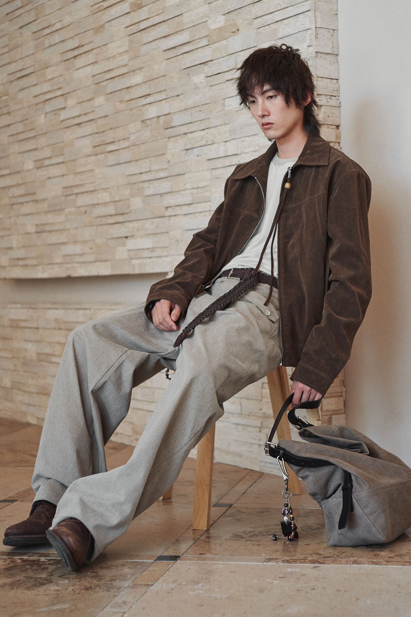 GONGHE REPUB Short-Pile Faux Suede Jacket