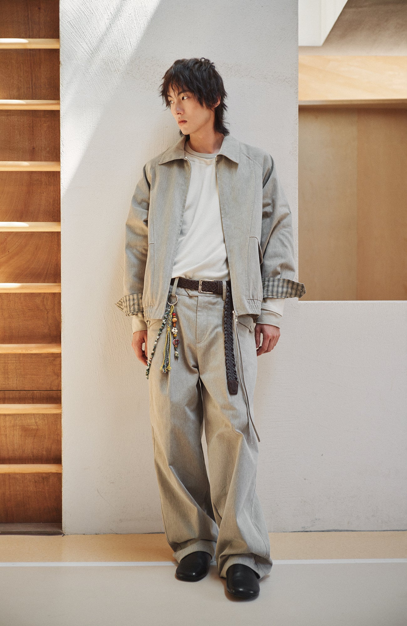 GONGHE REPUB Modern Check-Cuff Paneled Jacket