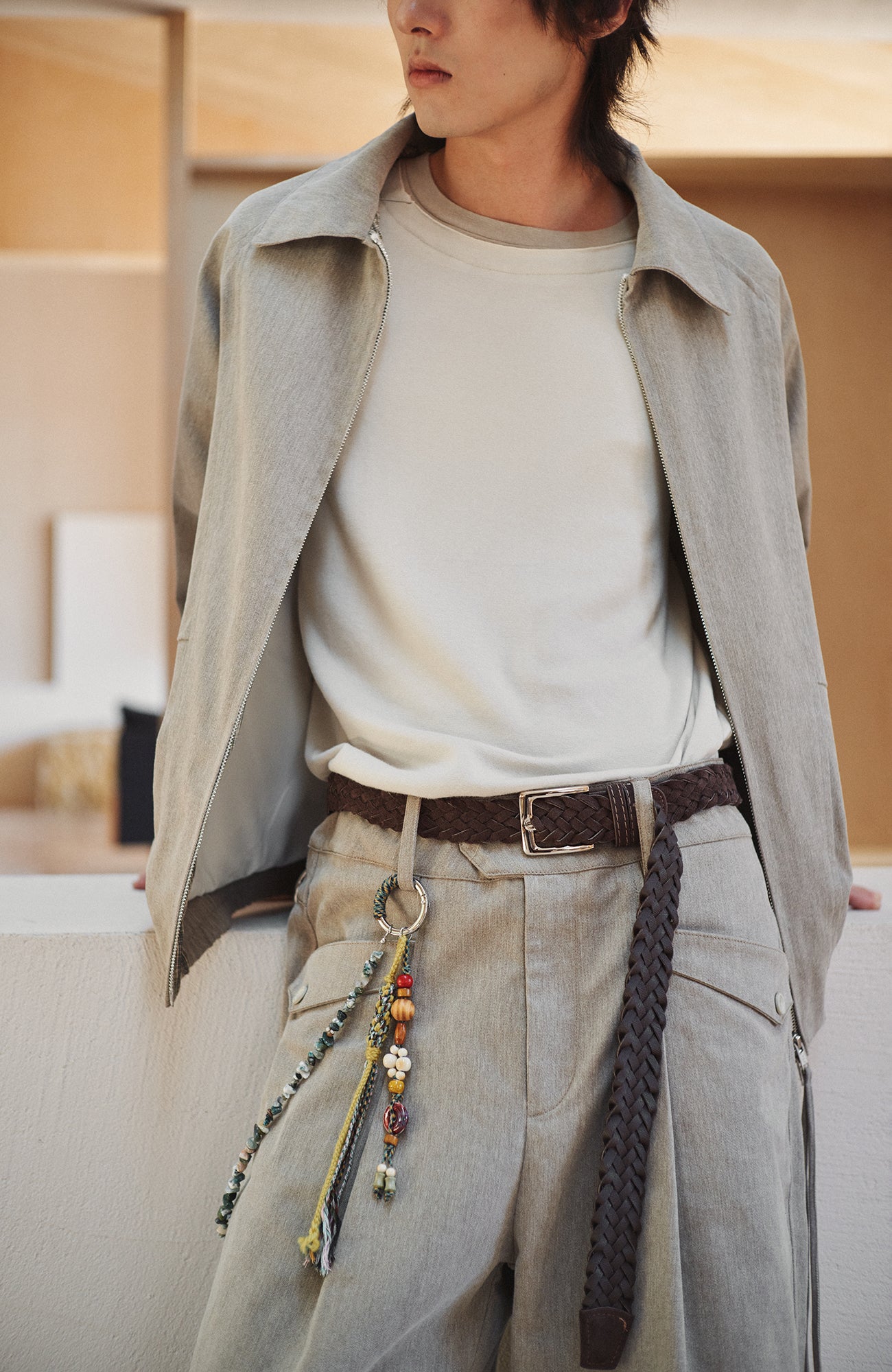 GONGHE REPUB Modern Check-Cuff Paneled Jacket