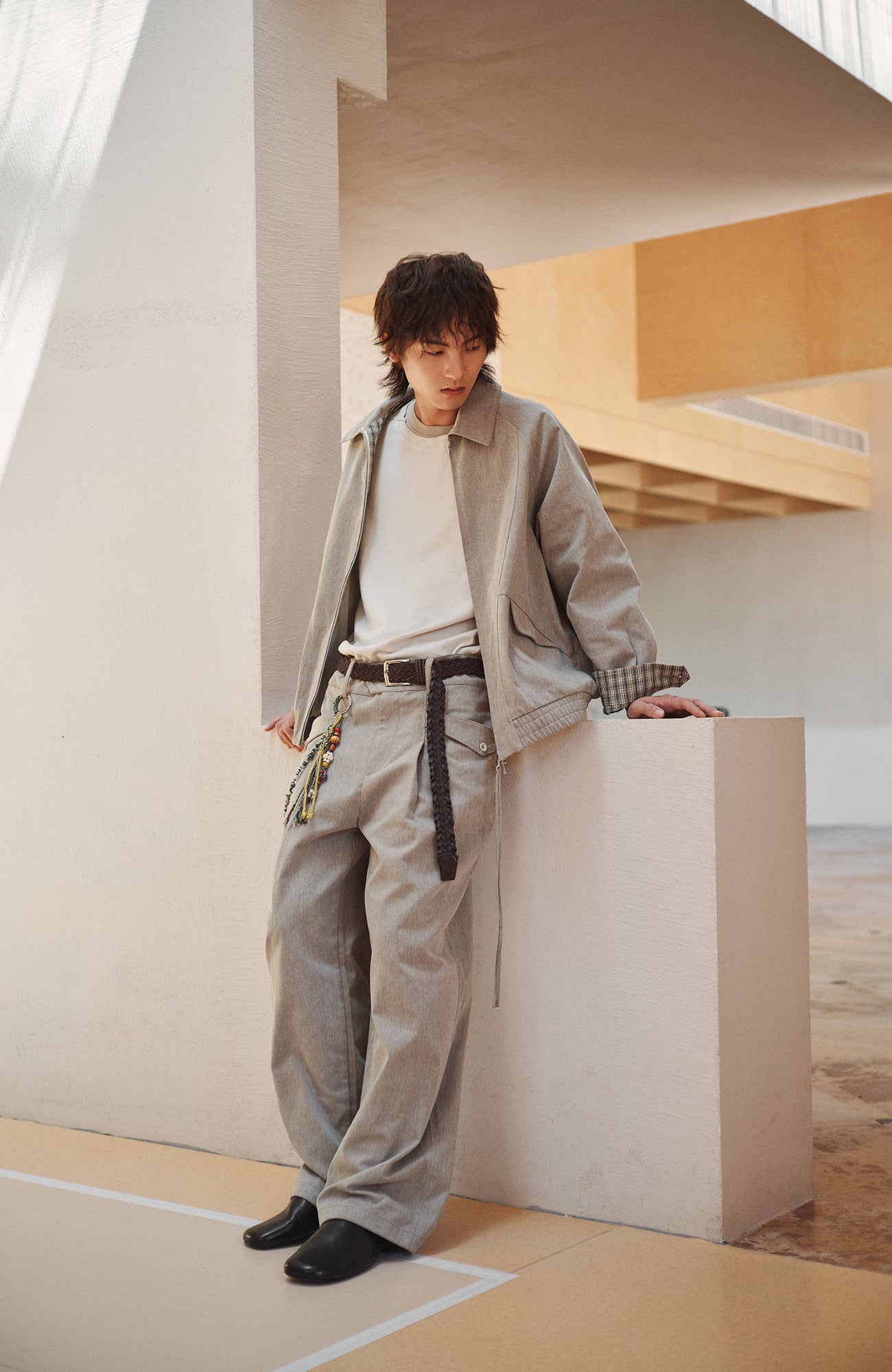 GONGHE REPUB Modern Check-Cuff Paneled Jacket