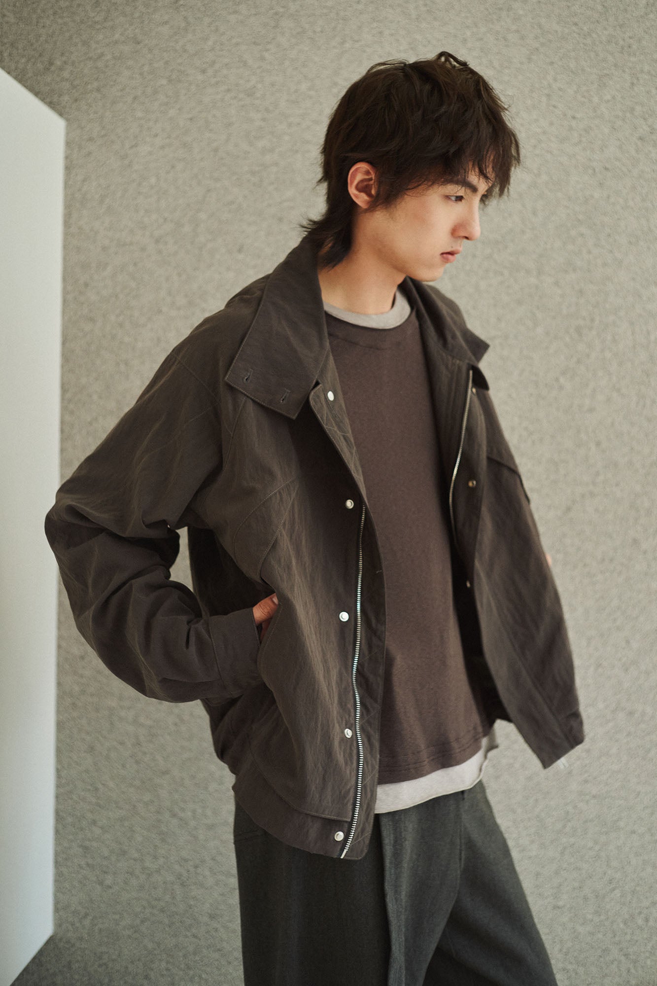 GONGHE REPUB High-Neck Elastic Hem Utility Blouson