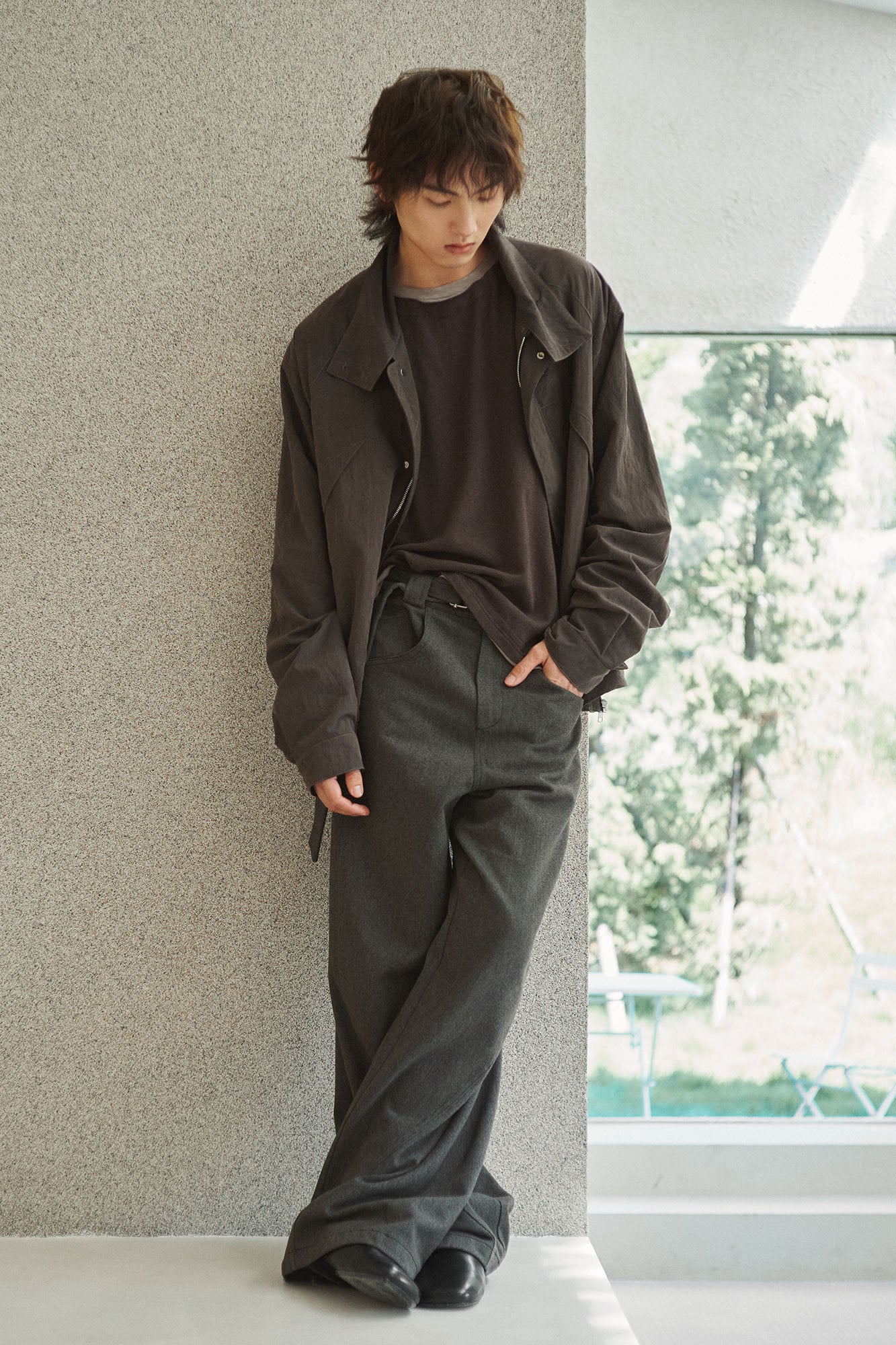 GONGHE REPUB High-Neck Elastic Hem Utility Blouson