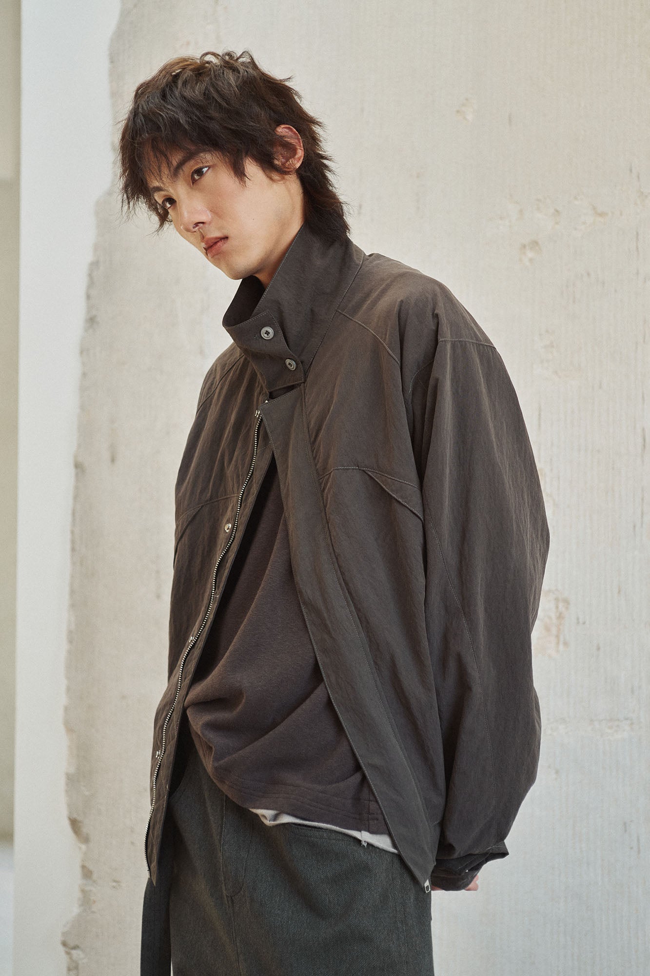 GONGHE REPUB High-Neck Elastic Hem Utility Blouson