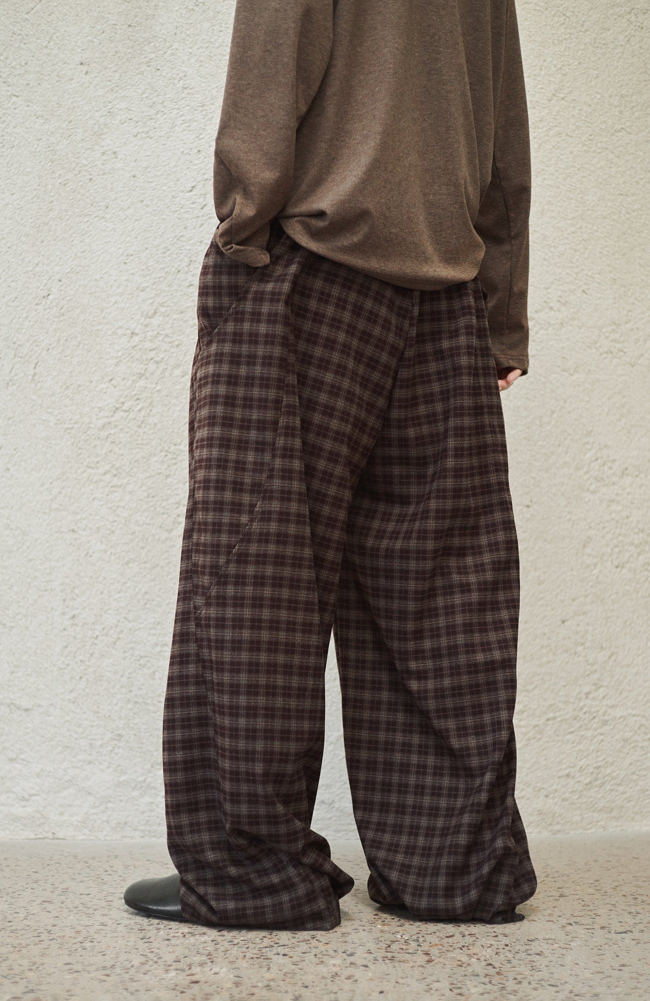 GONGHE REPUB Plaid Drawstring Wide-Leg Pants