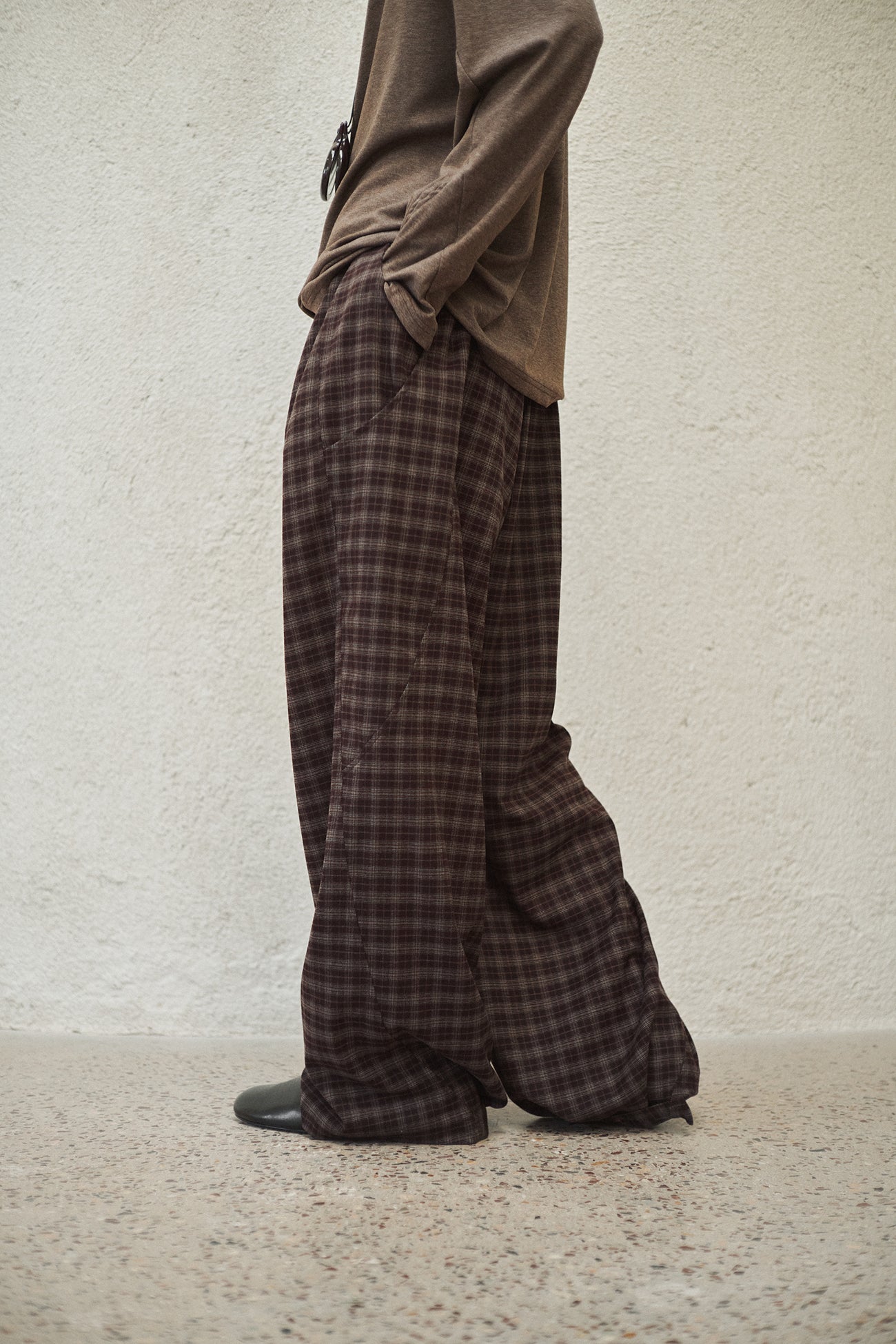GONGHE REPUB Plaid Drawstring Wide-Leg Pants