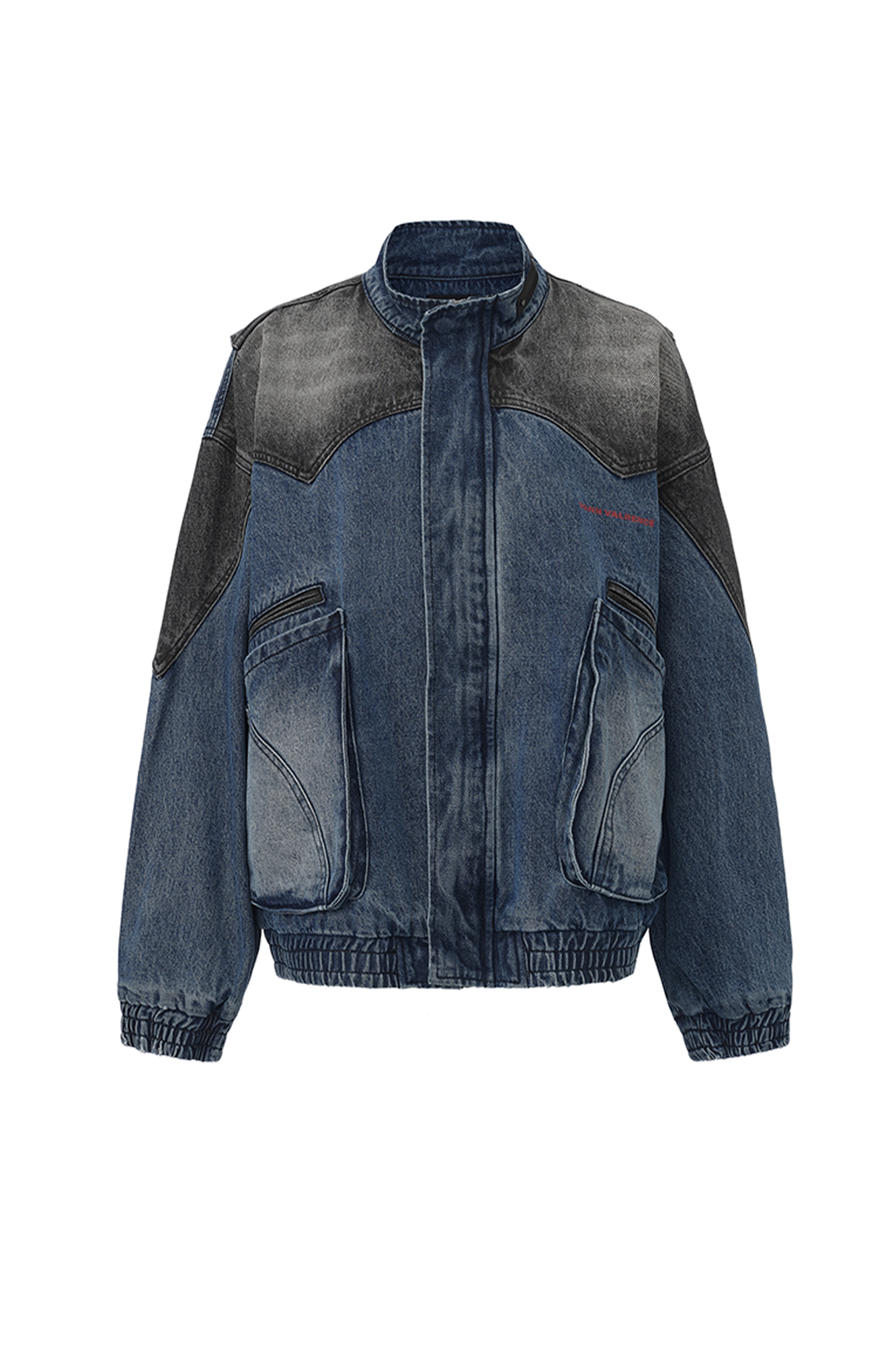 VANN VALRENCE Faded-Wash Paneled Denim Jacket