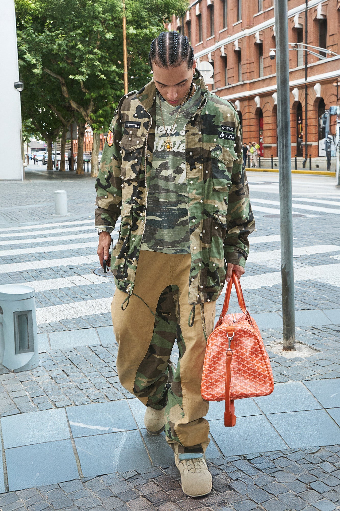 STEEPC Camo Pearl-Studded Patch Utility Jacket