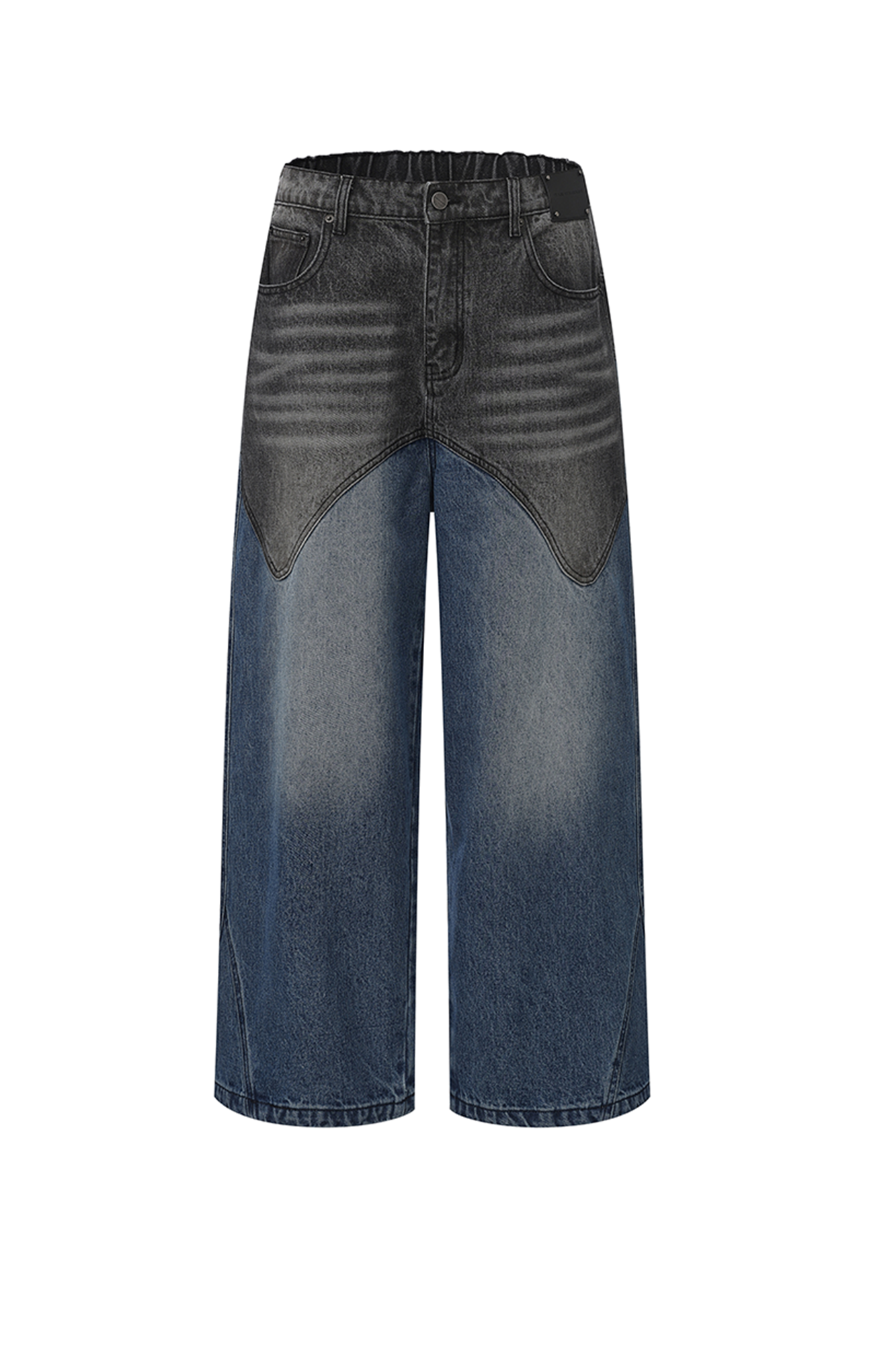 VANN VALRENCE Contrast Faded-Wash Paneled Jeans