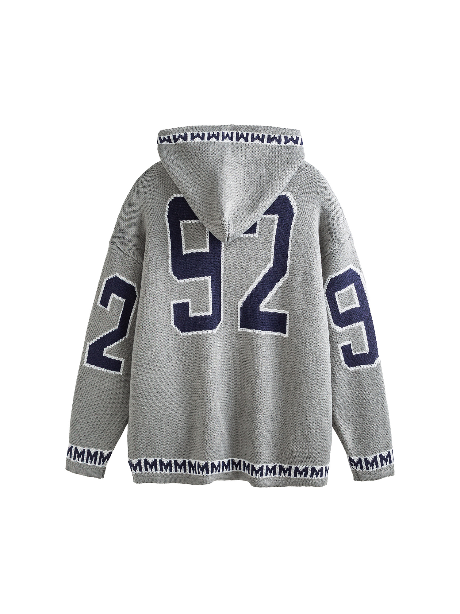 ME DA IGUAL Number-Jacquard Knit Zip Hoodie