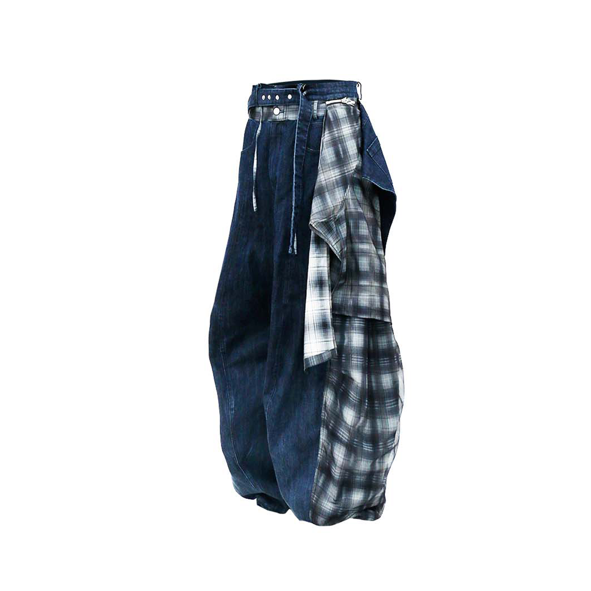 RELABEL Deconstructed Plaid Layered Fleece Cargo Jeans