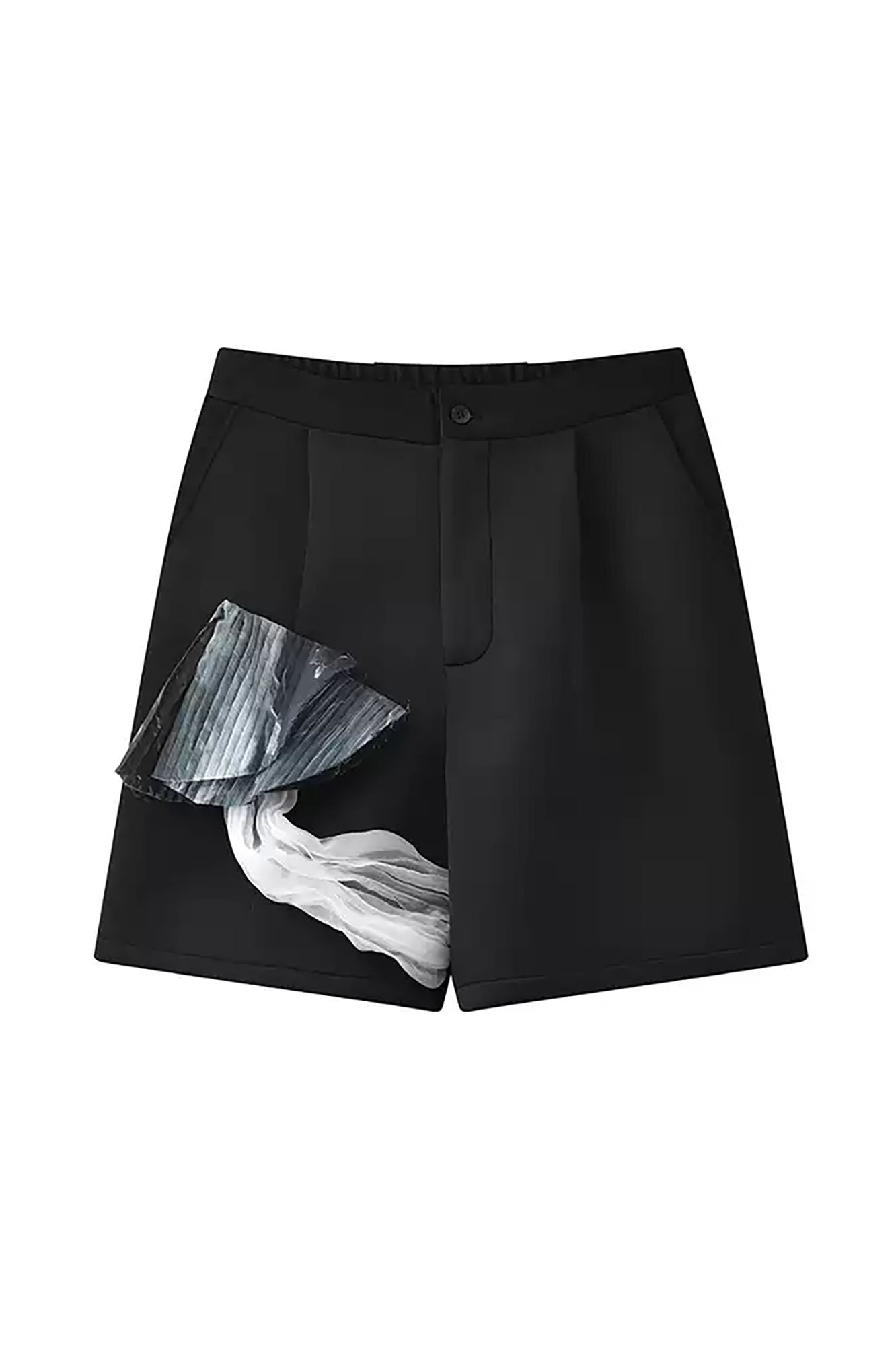 JIECHI Crinkled Tulle Layered Shorts, premium urban and streetwear designers apparel on PROJECTISR.com, JIECHI