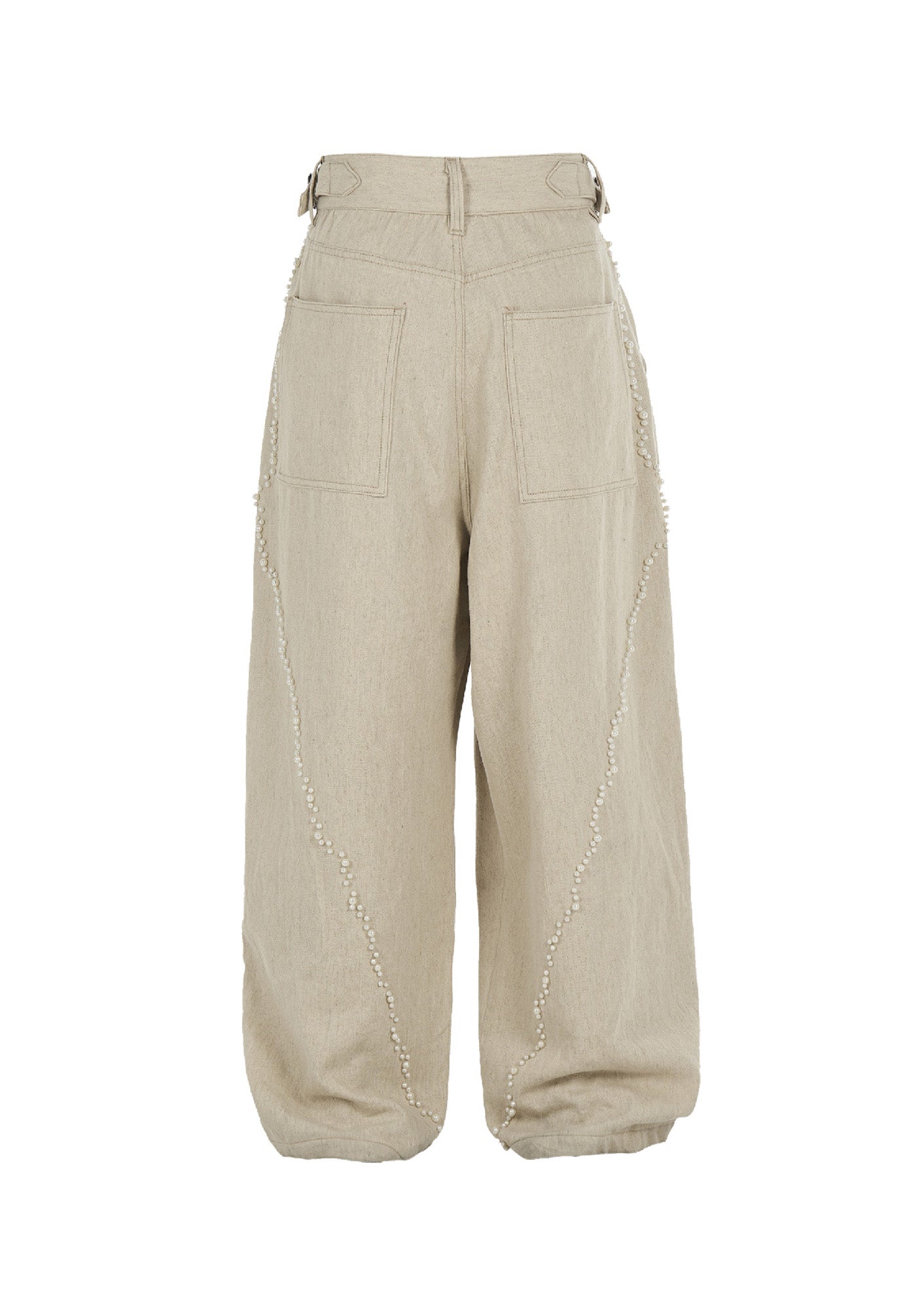 STEEPC Pearl Embellished Linen-Blend Wide-Leg Trousers, premium urban and streetwear designers apparel on PROJECTISR.com, STEEPC