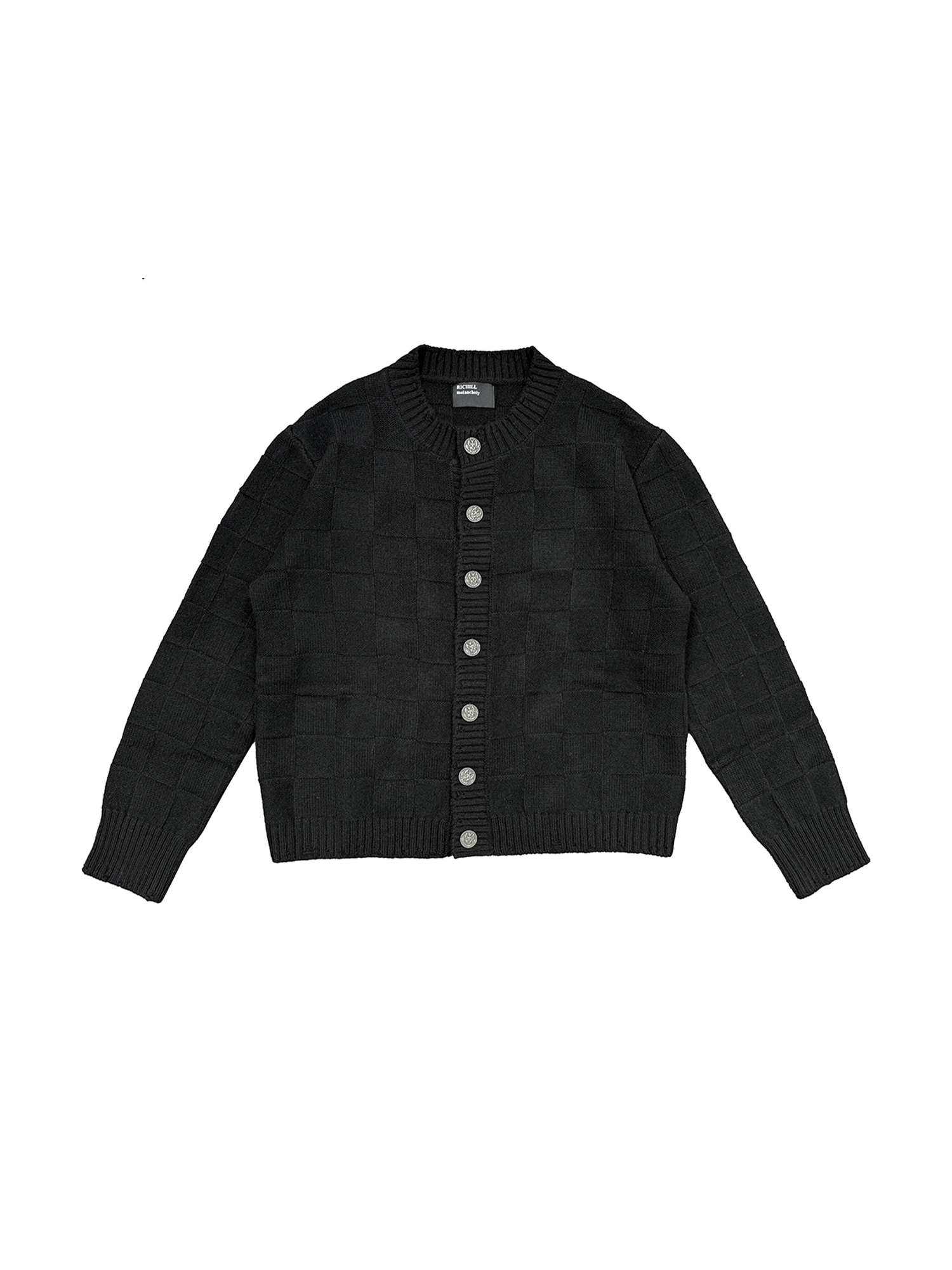 RICHILL Classic Grid Crewneck Cardigan