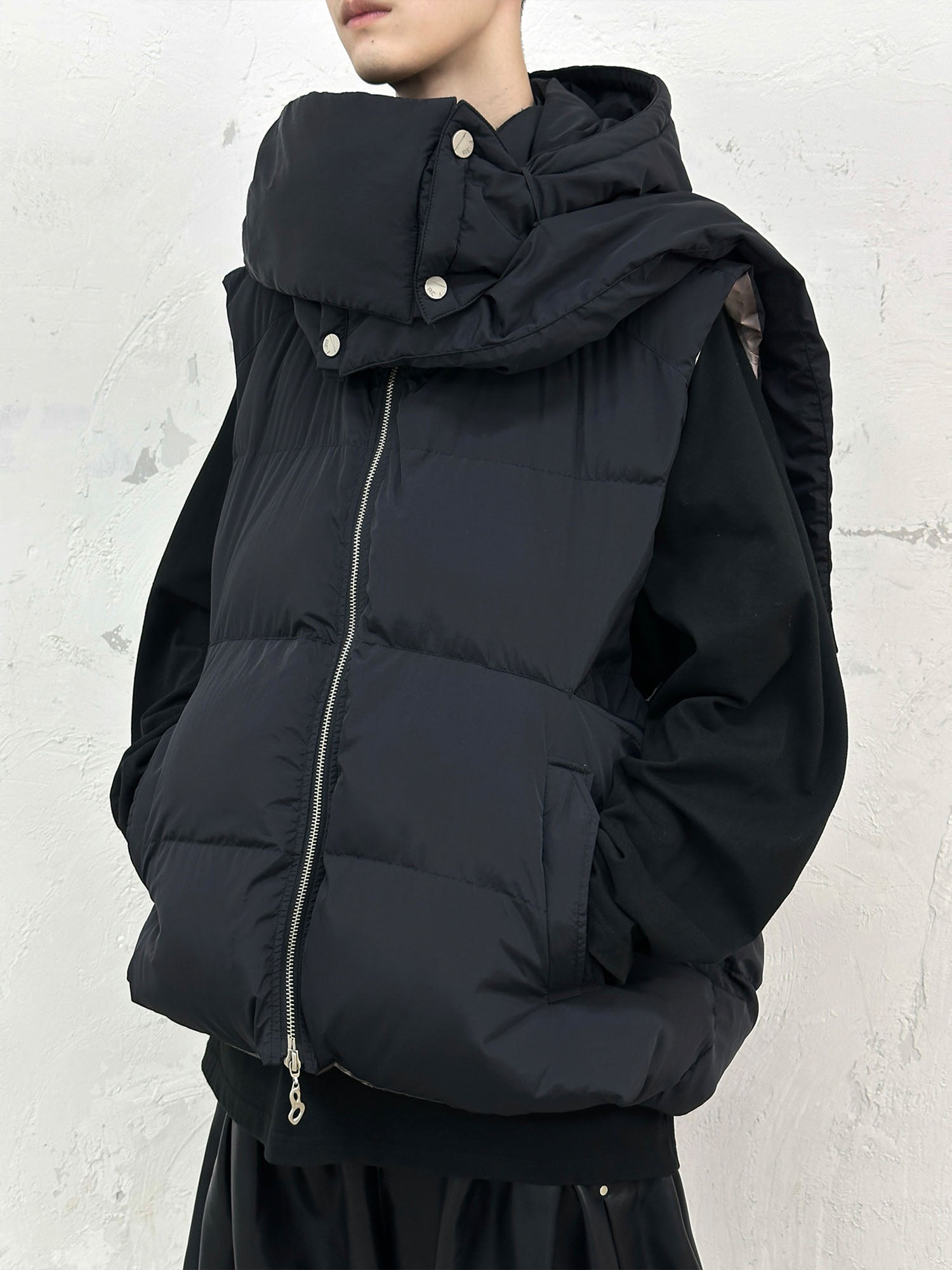 RELABEL Reversible Detachable Hooded Insulated Vest, premium urban and streetwear designers apparel on PROJECTISR.com, RELABEL