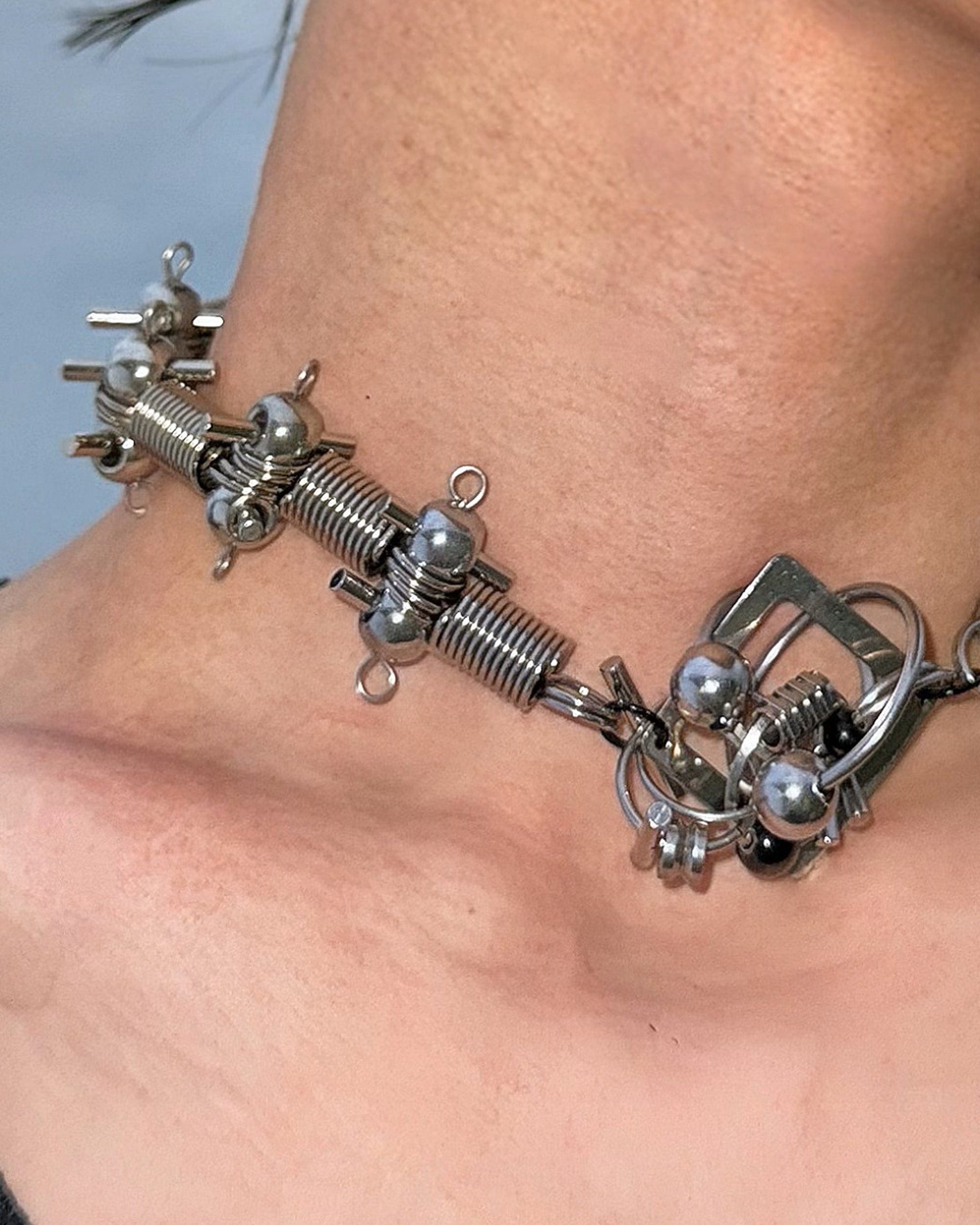 ILLUSORY Ex Machina Mechanical Rivet Necklace, premium urban and streetwear designers apparel on PROJECTISR.com, ILLUSORY