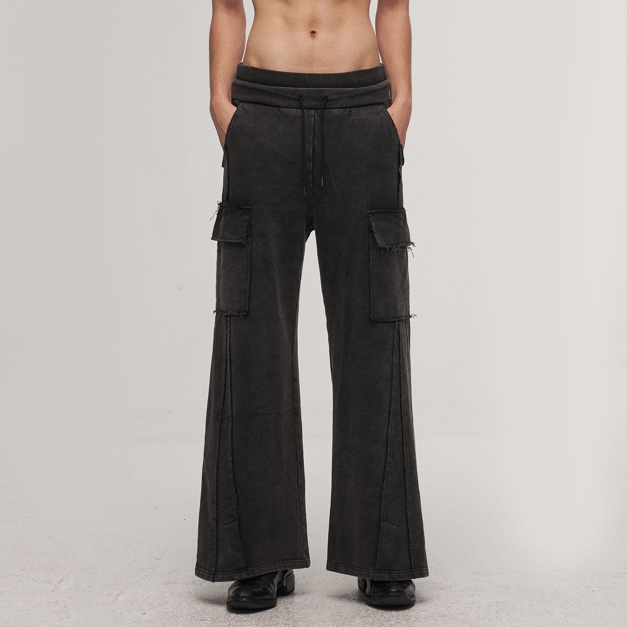 ILNya Nieternite Nifutur Washed Frayed Panel Wide-Leg Pants, premium urban and streetwear designers apparel on PROJECTISR.com, ILNya Nieternite Nifutur