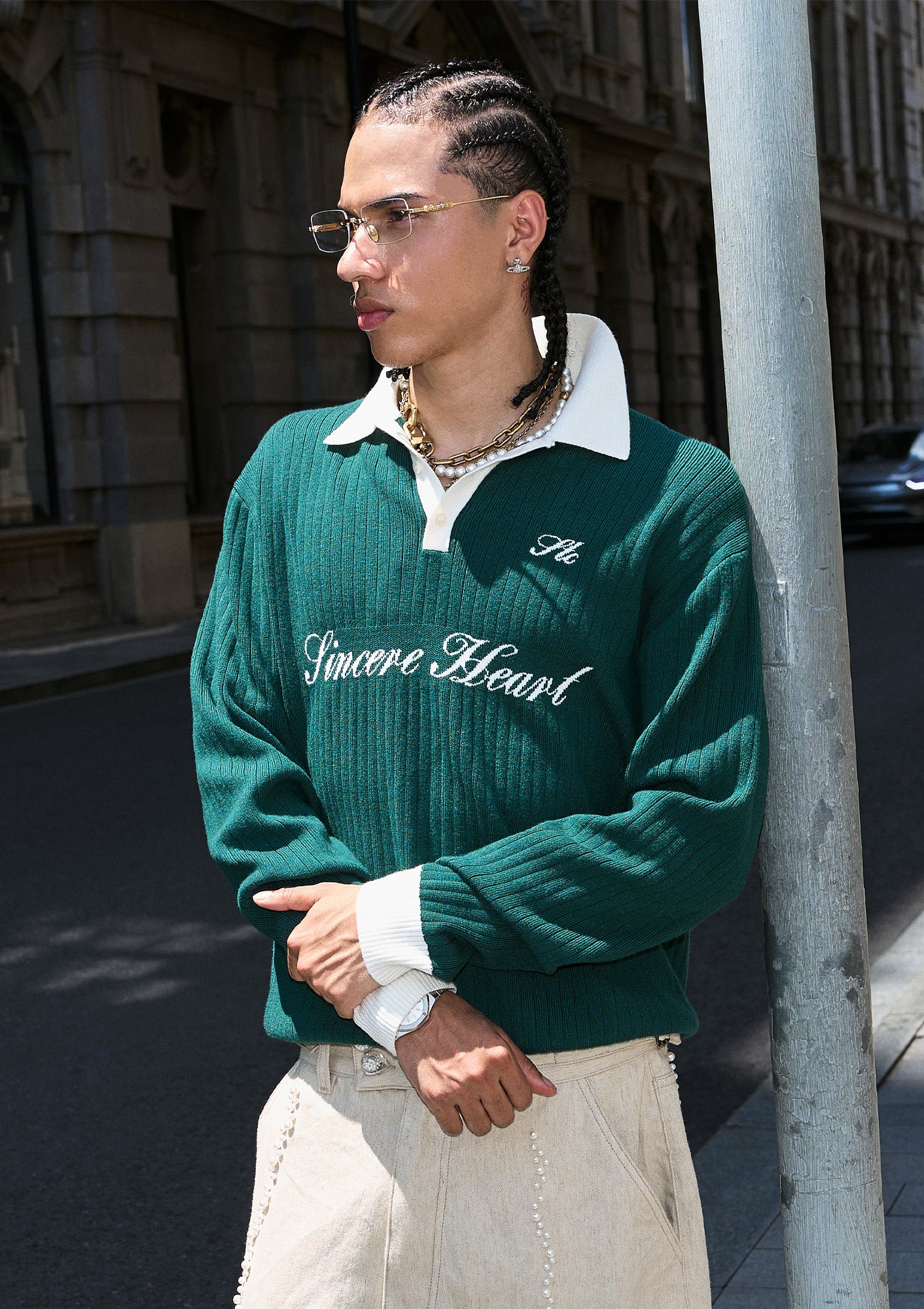STEEPC Contrast Collar Polo Sweater, premium urban and streetwear designers apparel on PROJECTISR.com, STEEPC