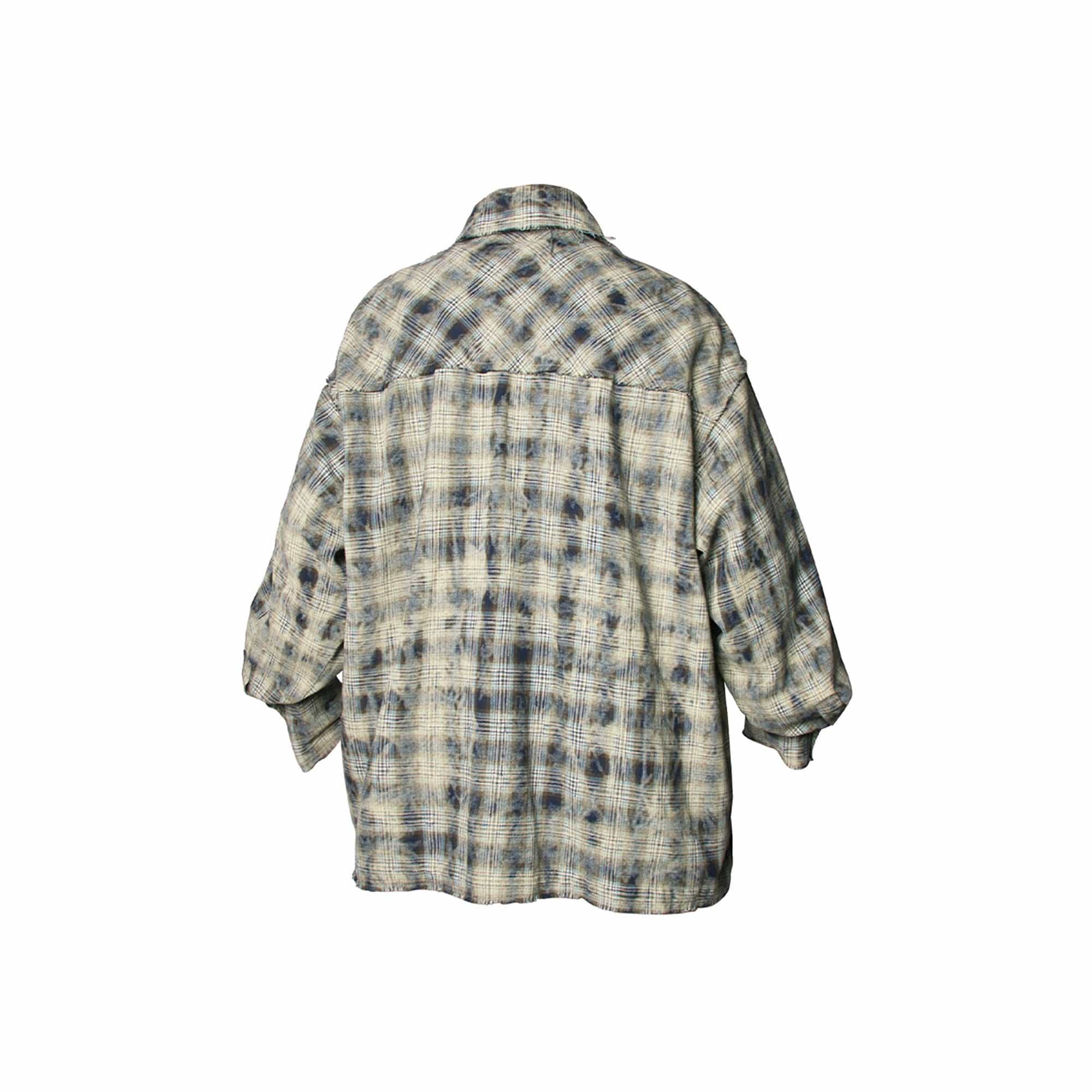 RELABEL Tie-dye Plaid Dual Closure Frayed Shirt, premium urban and streetwear designers apparel on PROJECTISR.com, RELABEL