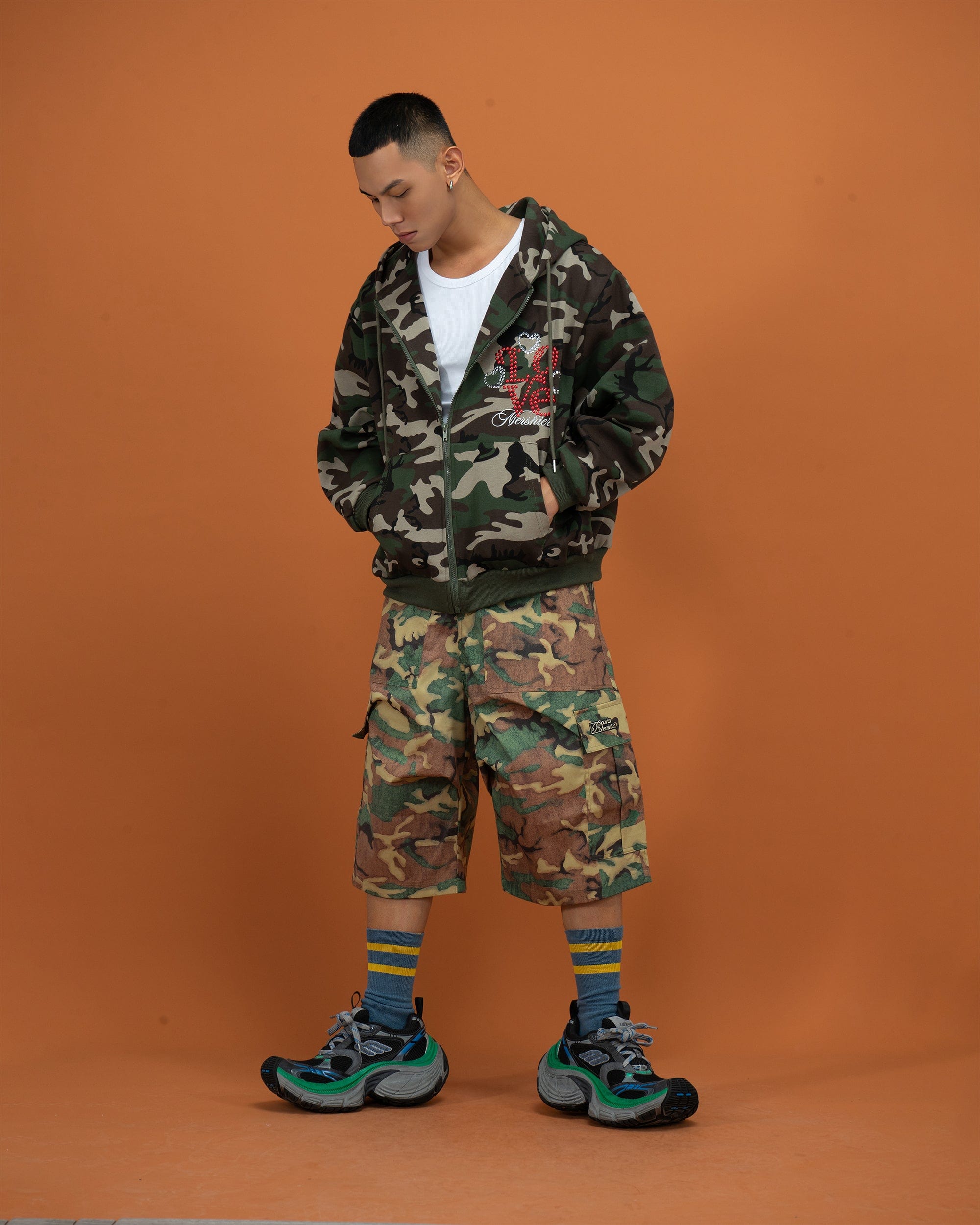 CLP Camo Studded Zip-Up Hoodie, premium urban and streetwear designers apparel on PROJECTISR.com, CLP